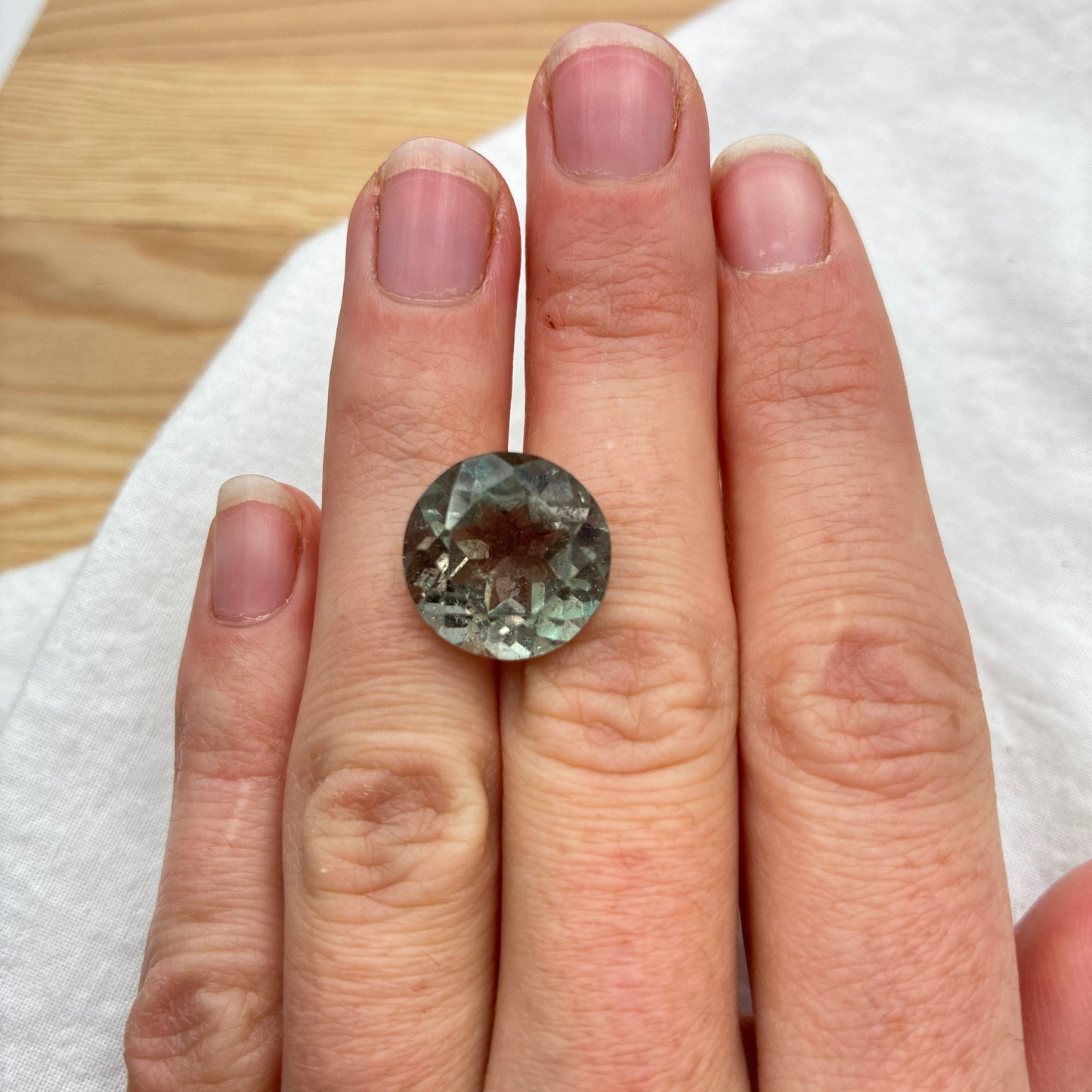 15mm Pinkish Green Tourmaline 12 carat Round Cut