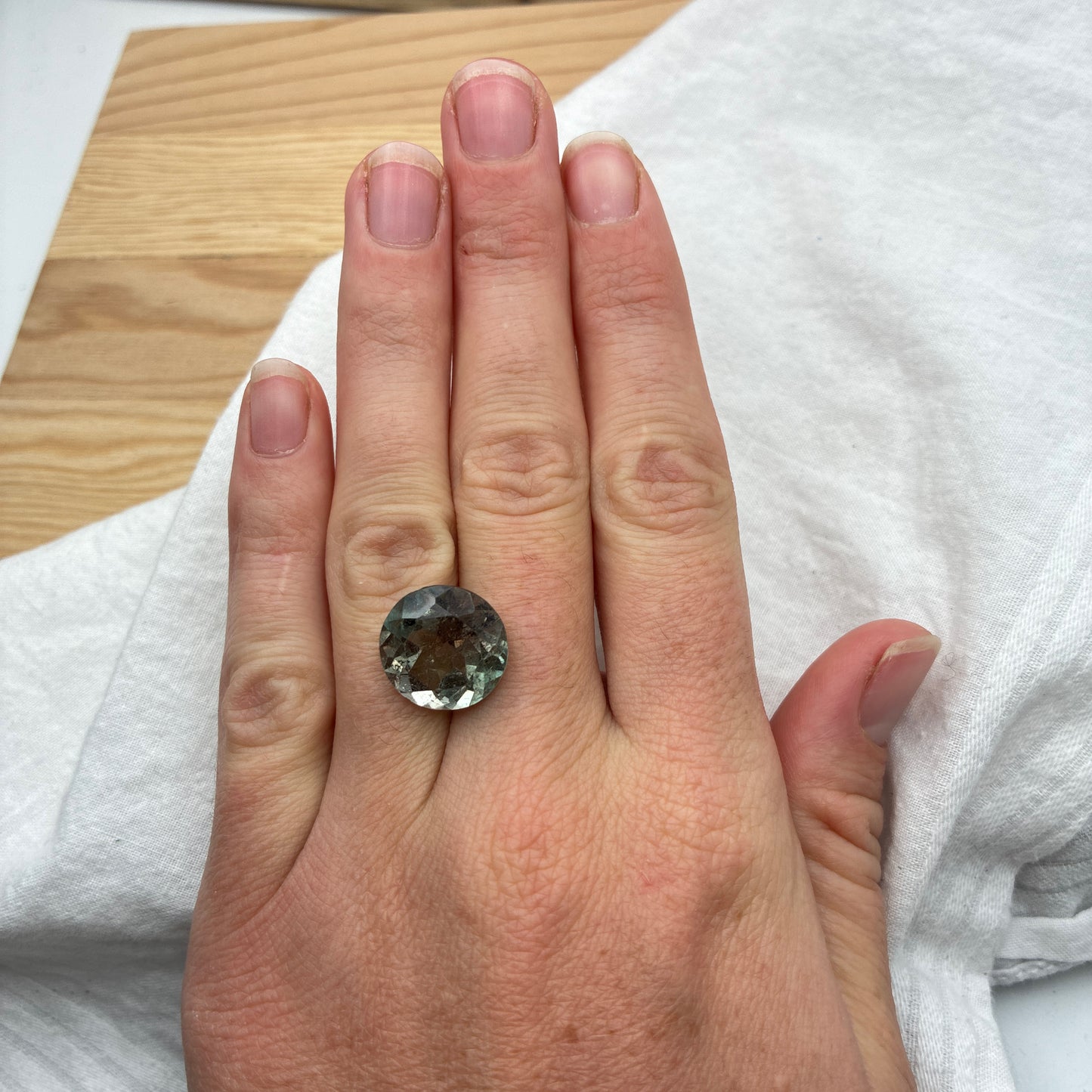 15mm Pinkish Green Tourmaline 12 carat Round Cut