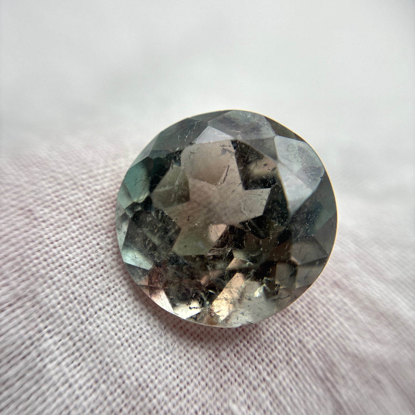 15mm Pinkish Green Tourmaline 12 carat Round Cut