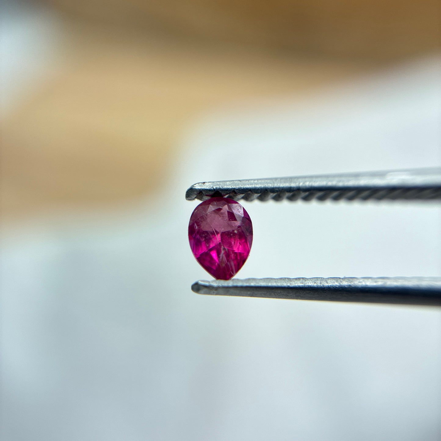 0.15 carat Red Beryl 4x3mm Pear Cut Natural Utah Bixbite