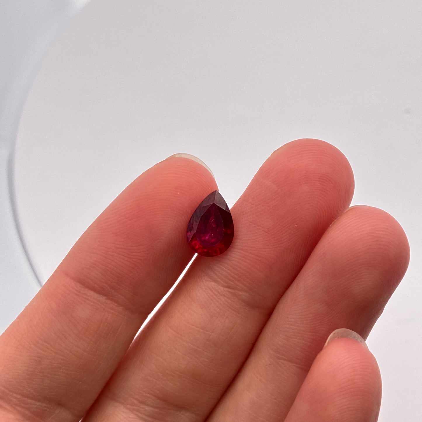 GIA 10x7mm Flux Lab Grown Ruby Pear Cut 2.45 carat