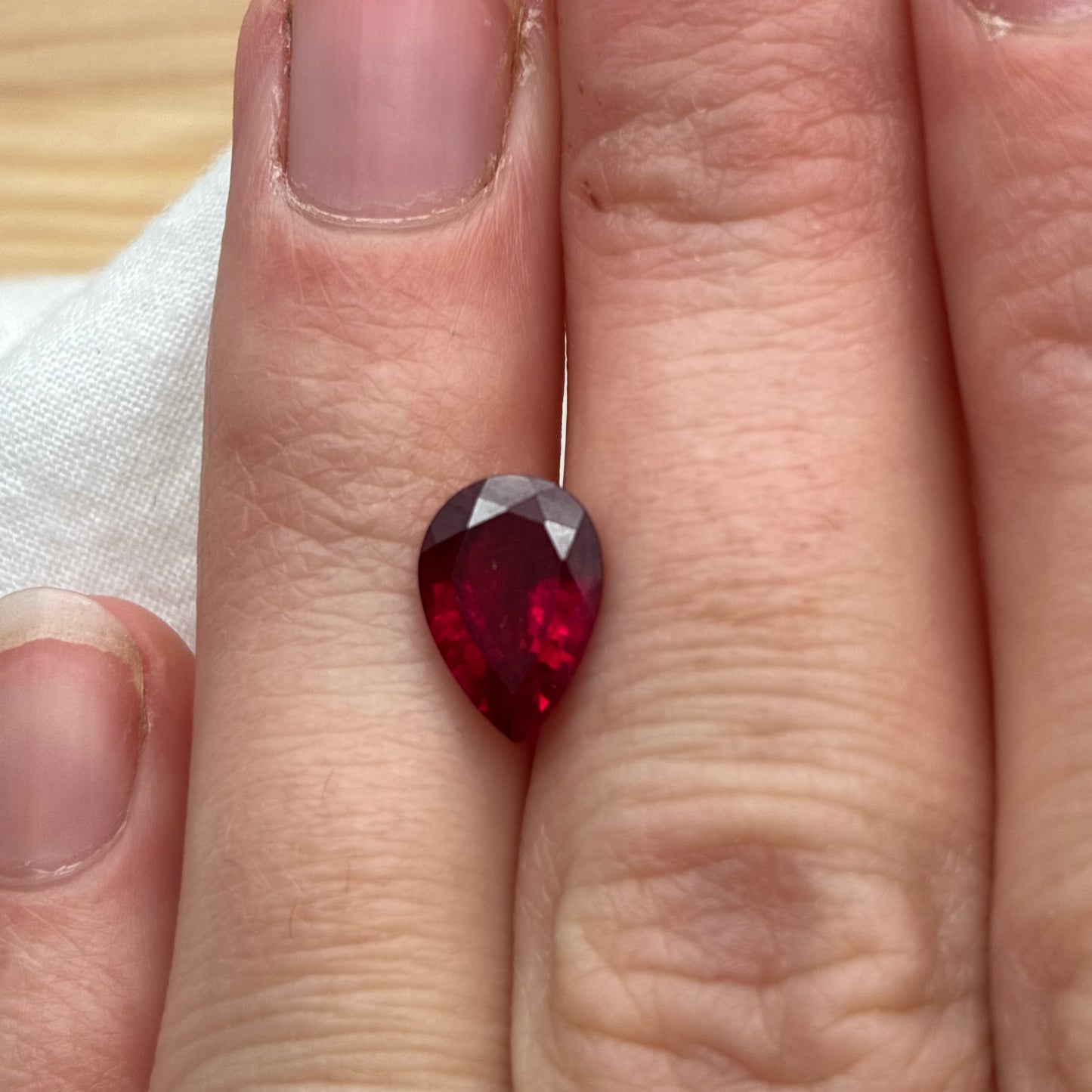 GIA 10x7mm Flux Lab Grown Ruby Pear Cut 2.45 carat