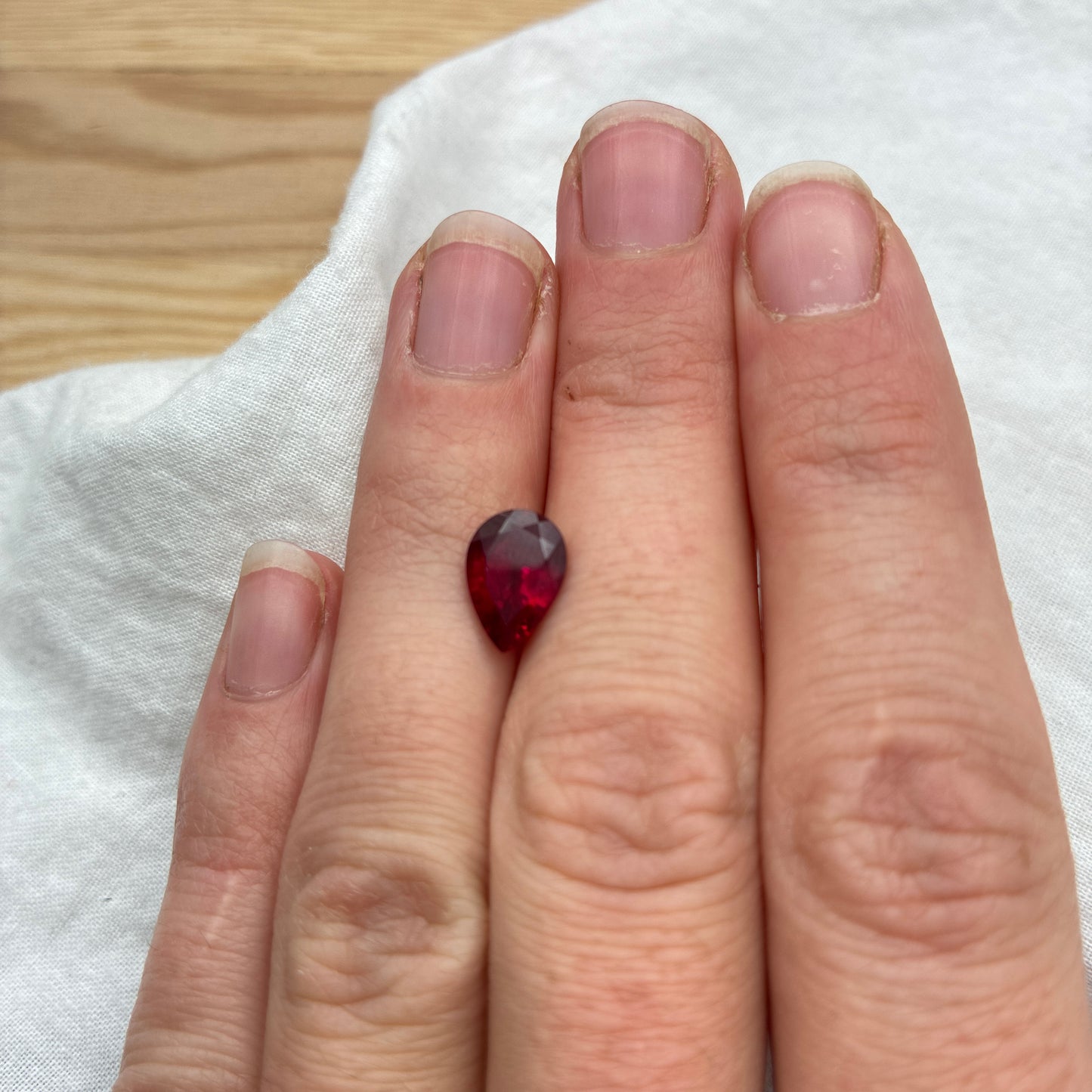 GIA 10x7mm Flux Lab Grown Ruby Pear Cut 2.45 carat