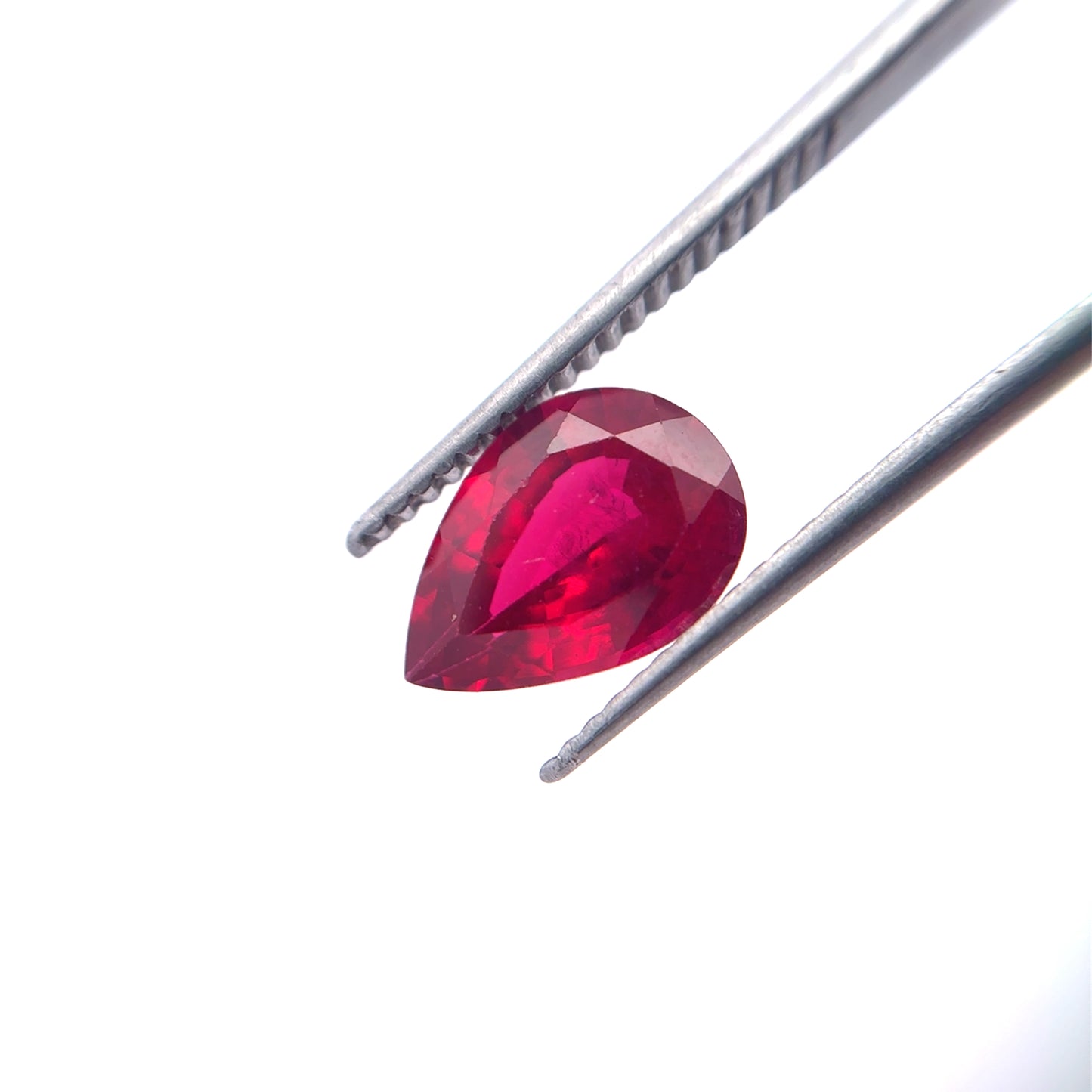 GIA 10x7mm Flux Lab Grown Ruby Pear Cut 2.45 carat