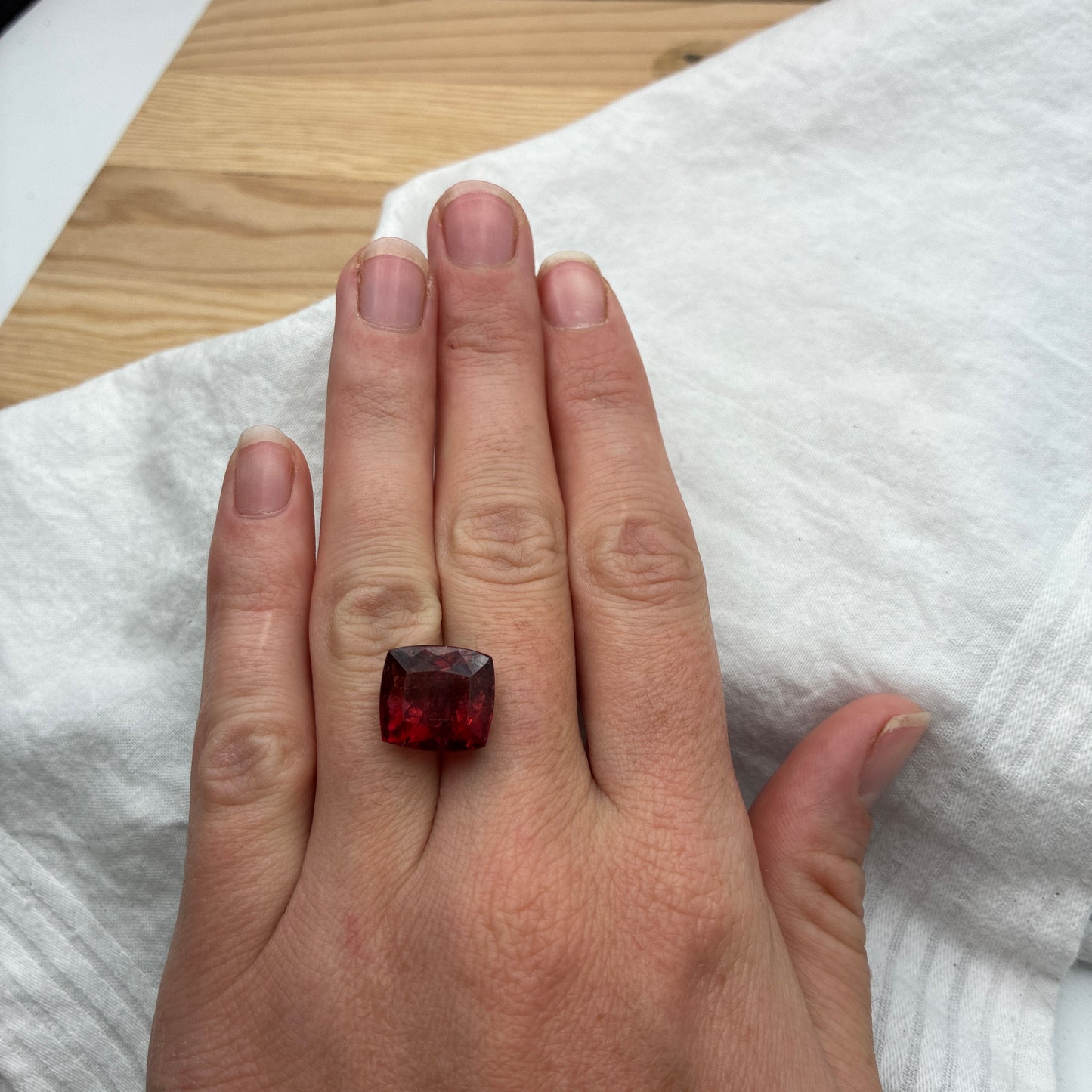 13x12mm Red Rubellite Tourmaline 12.49 carat Cushion Cut