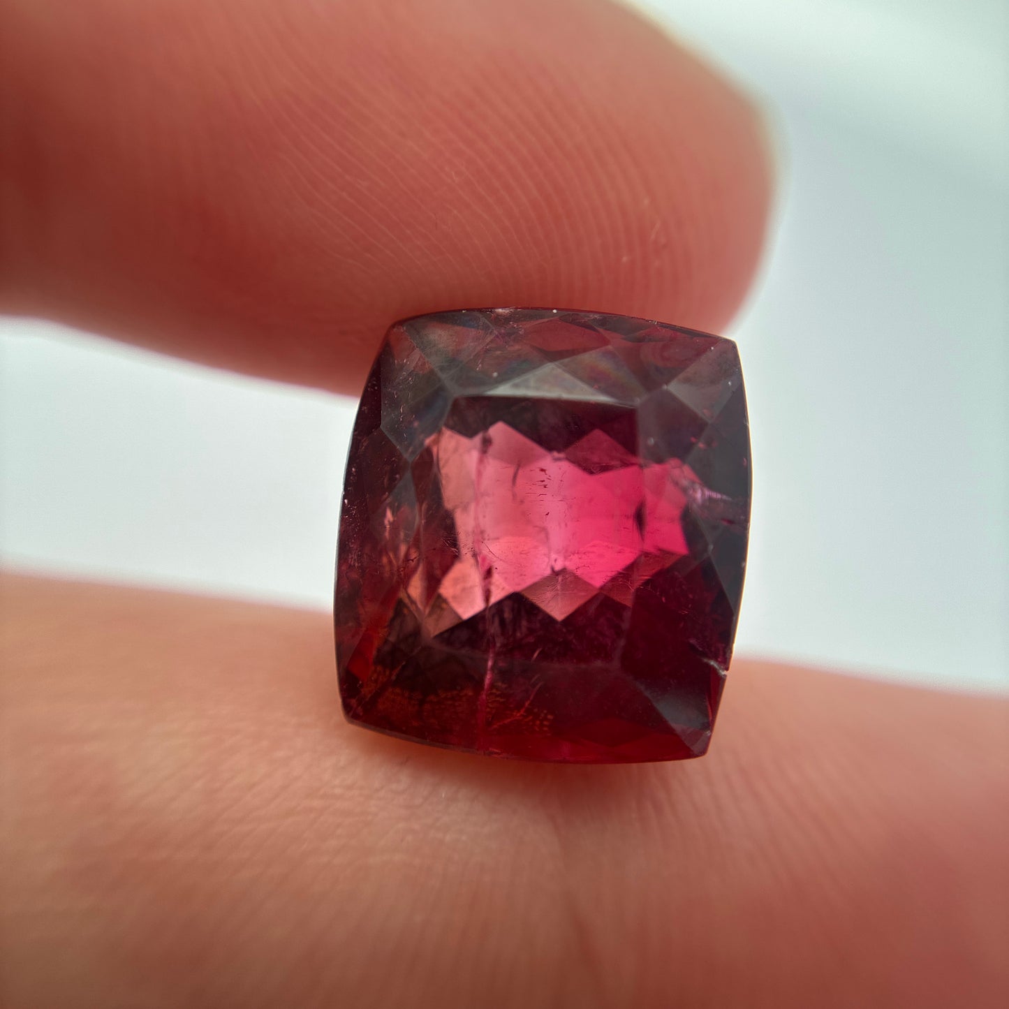13x12mm Red Rubellite Tourmaline 12.49 carat Cushion Cut