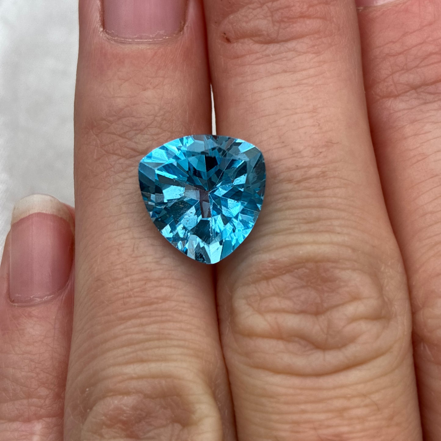 12mm Light Blue Topaz 8 carat Trillion Cut