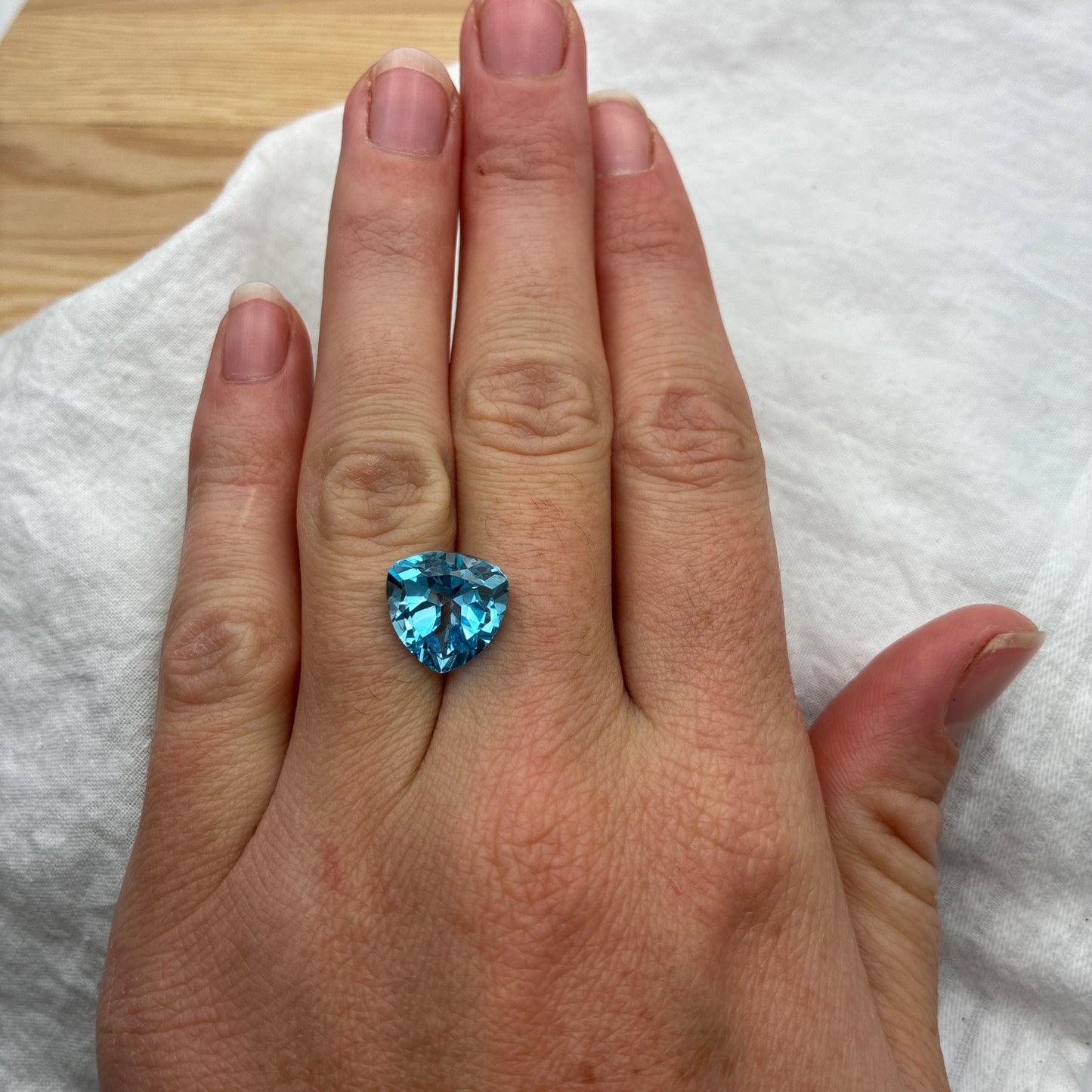 12mm Light Blue Topaz 8 carat Trillion Cut