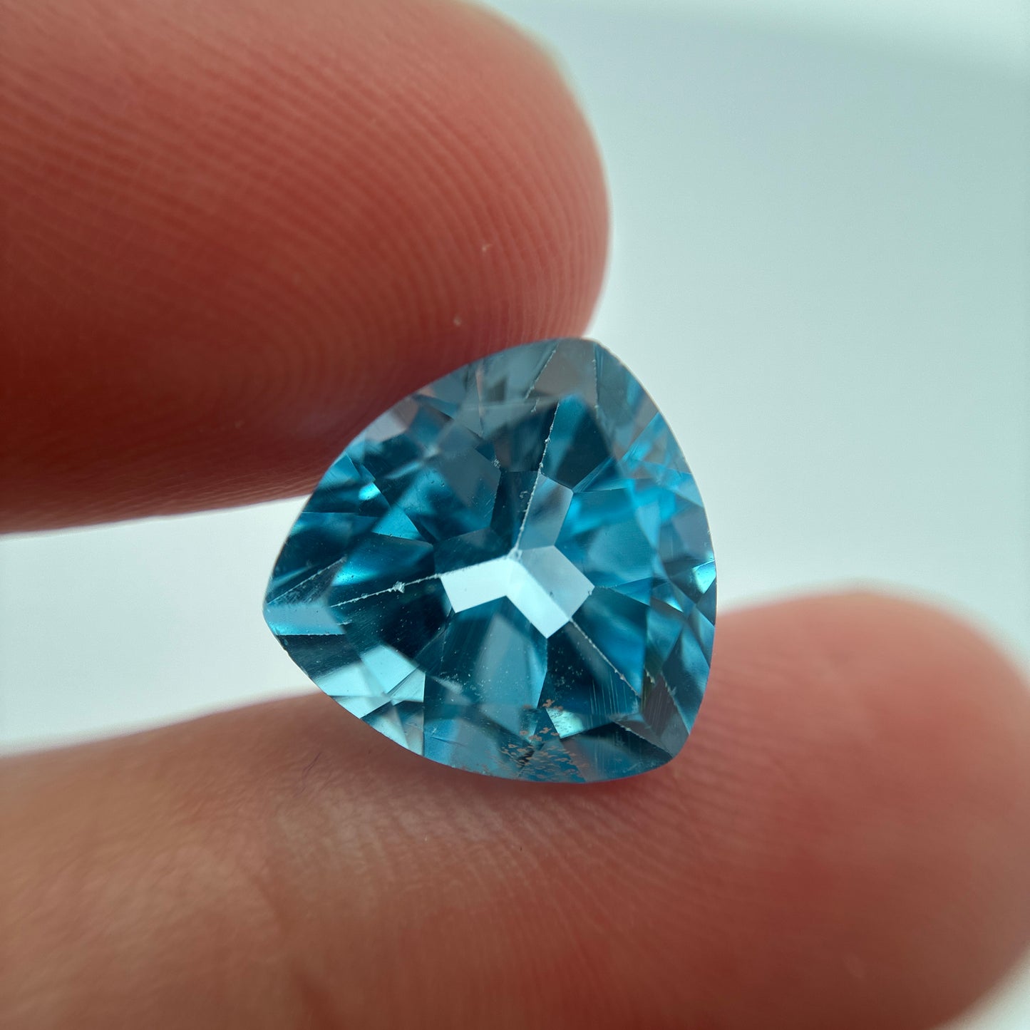 12mm Light Blue Topaz 8 carat Trillion Cut