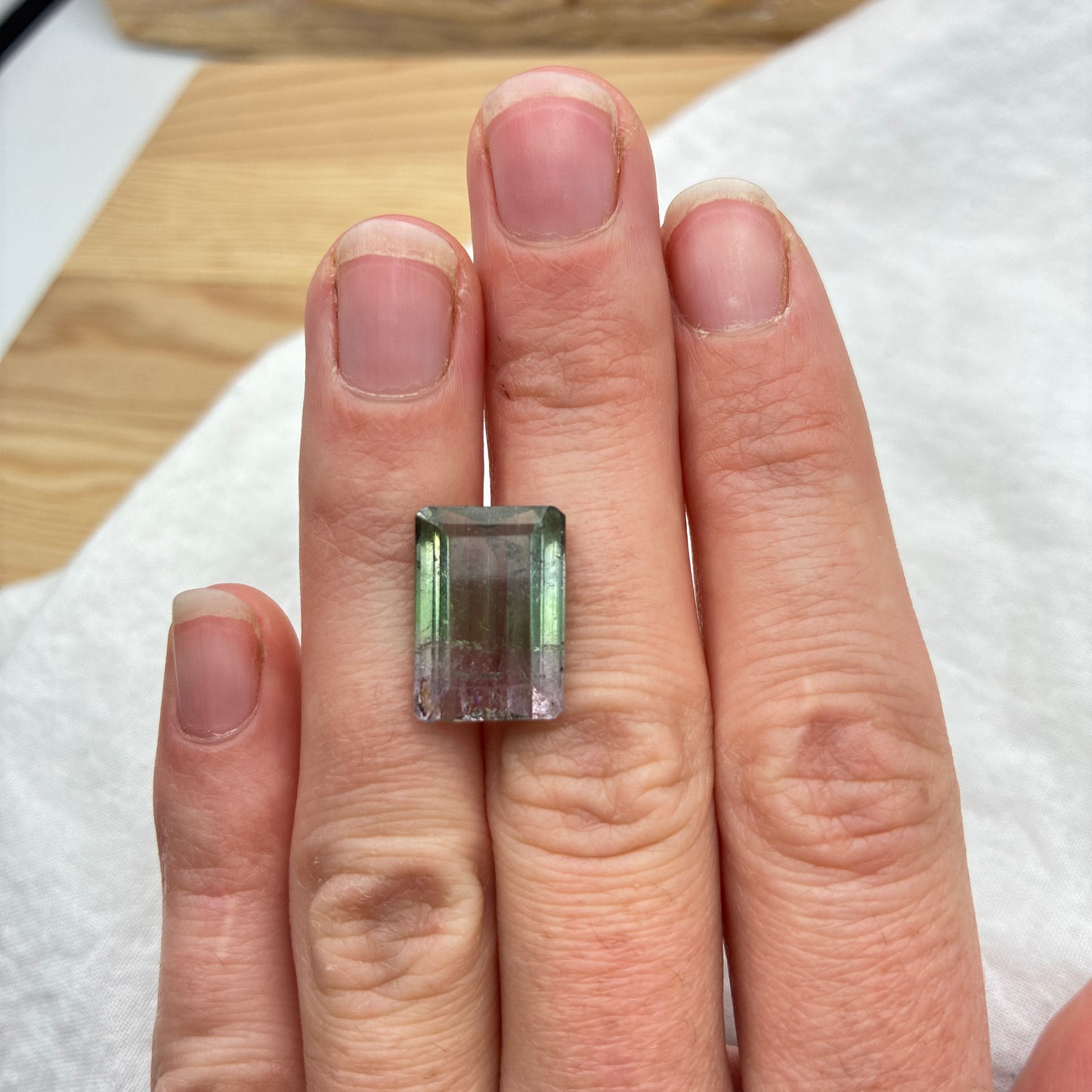 16x12mm Watermelon Tourmaline 10 carat Emerald Cut Pink Green Bi Color Tourmaline