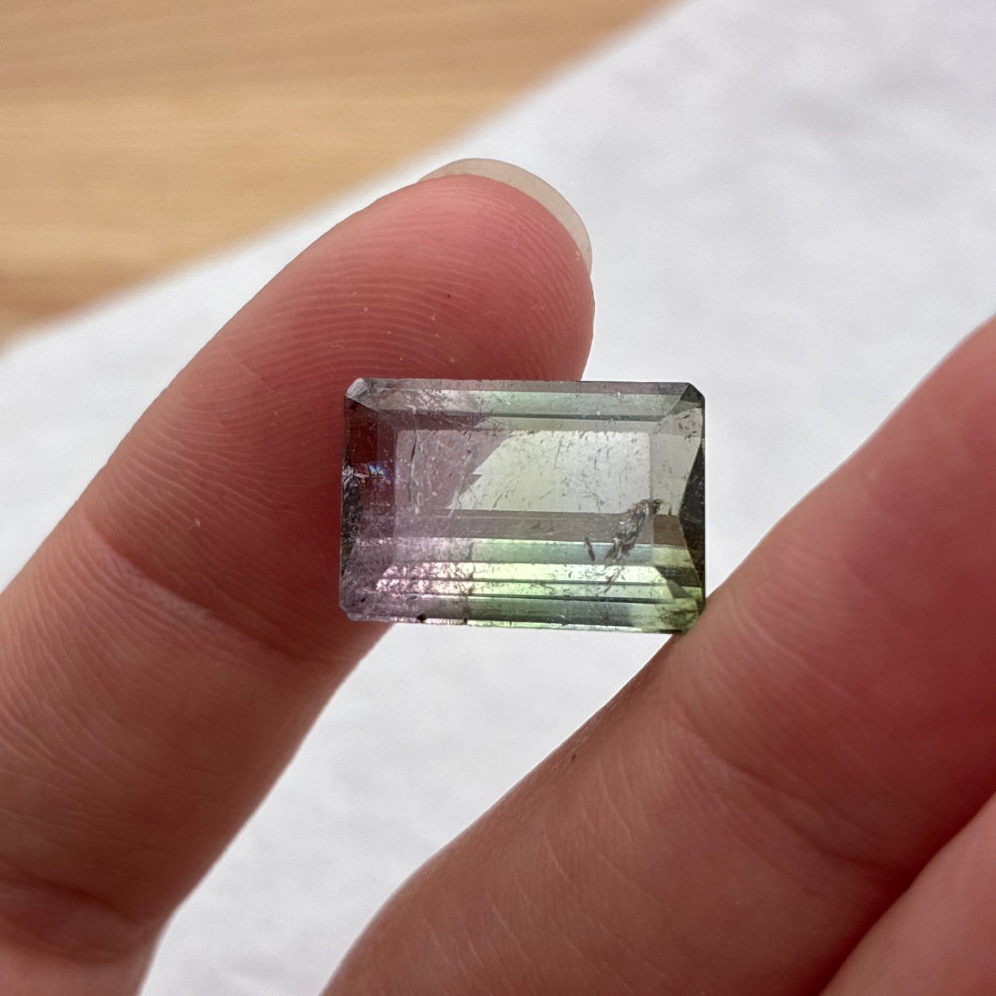 16x12mm Watermelon Tourmaline 10 carat Emerald Cut Pink Green Bi Color Tourmaline