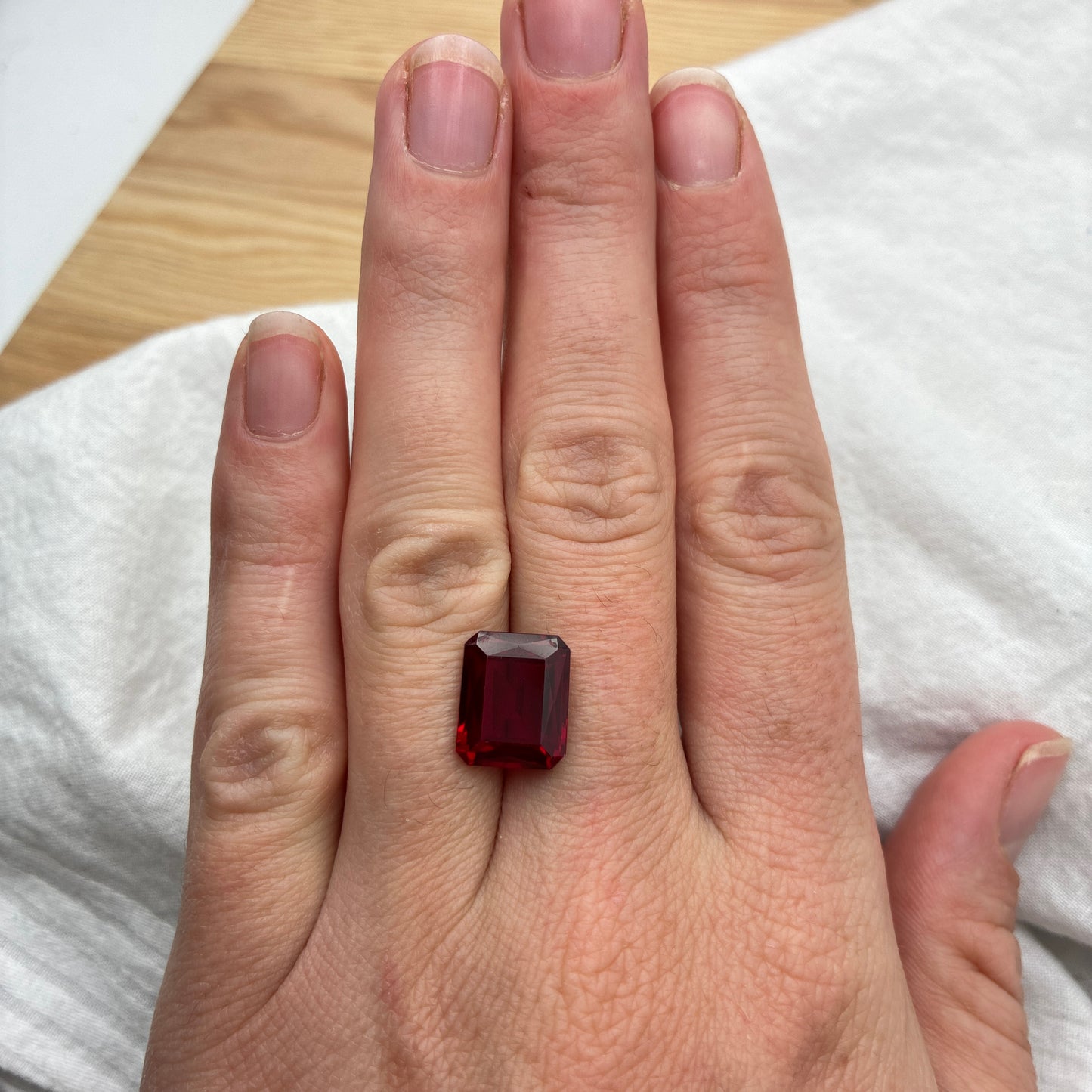 12x10mm Dark Red Lab Ruby, 7.26ct Recycled Gemstone