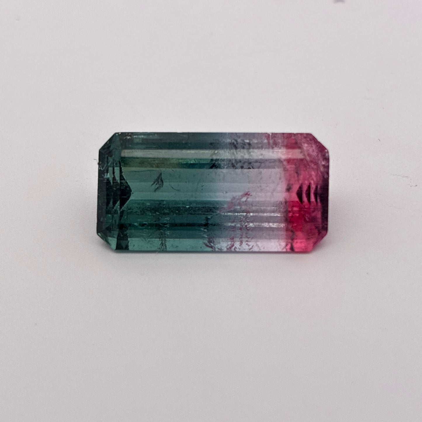 17 carat Watermelon Tourmaline 22.6x11.6mm Emerald Cut Tri Color Tourmaline