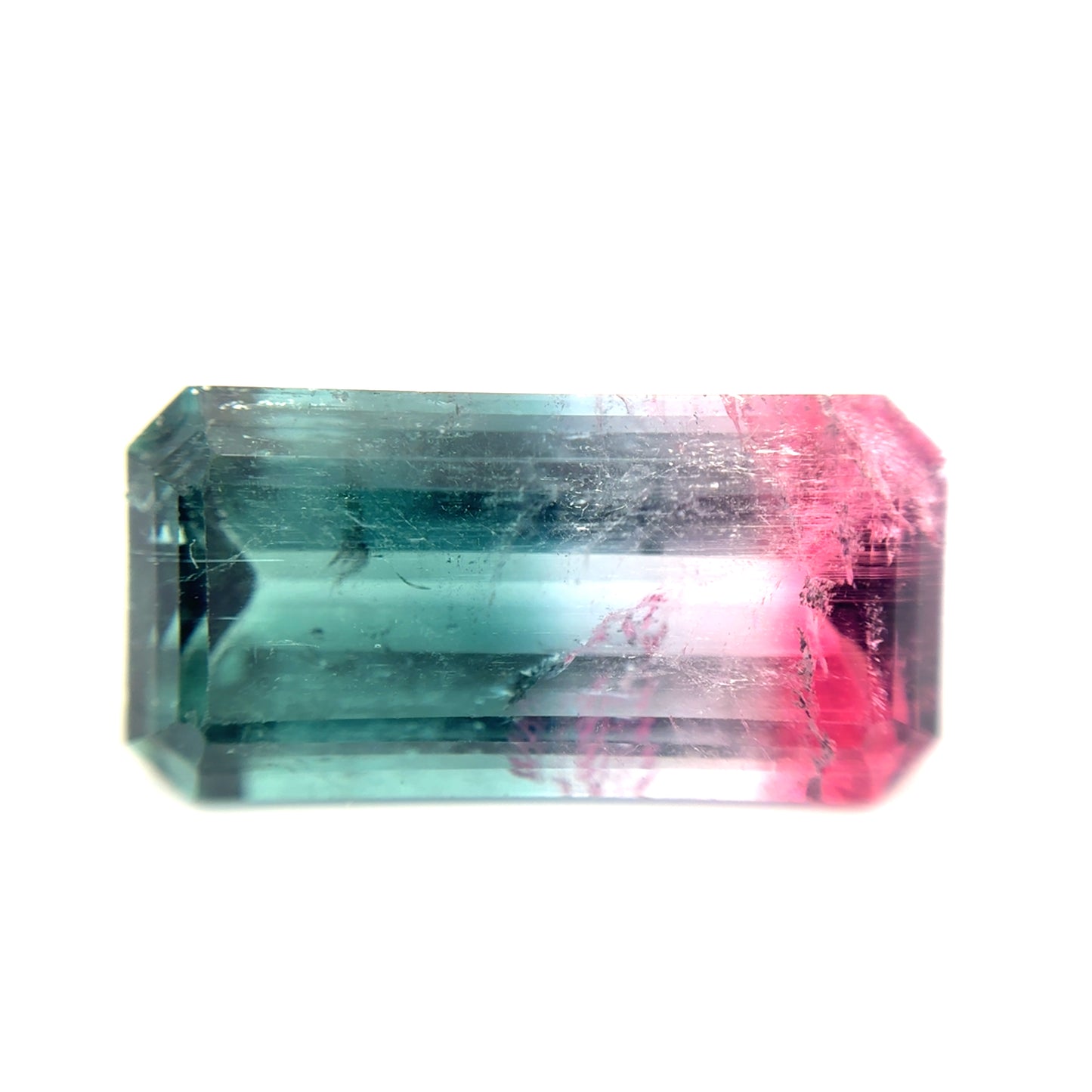 17 carat Watermelon Tourmaline 22.6x11.6mm Emerald Cut Tri Color Tourmaline