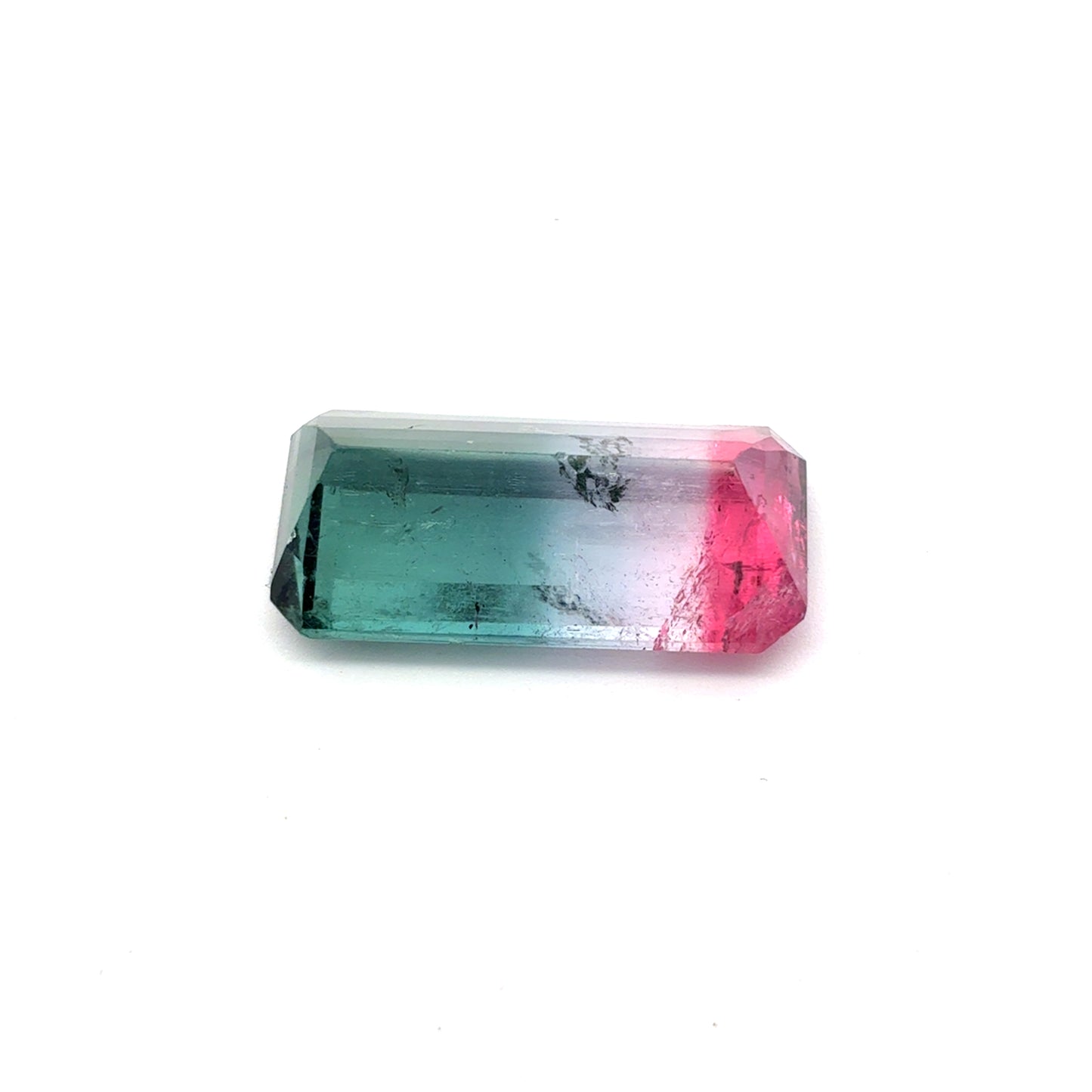 17 carat Watermelon Tourmaline 22.6x11.6mm Emerald Cut Tri Color Tourmaline