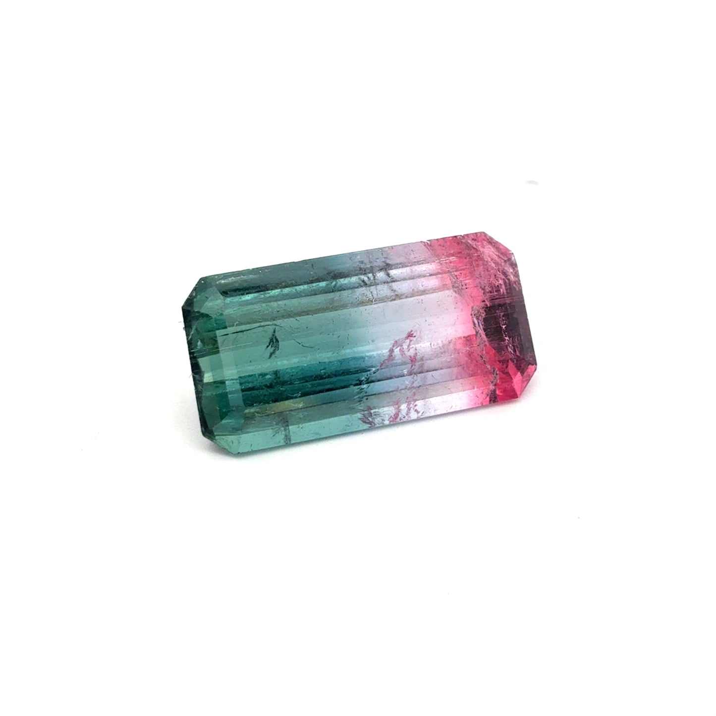 17 carat Watermelon Tourmaline 22.6x11.6mm Emerald Cut Tri Color Tourmaline