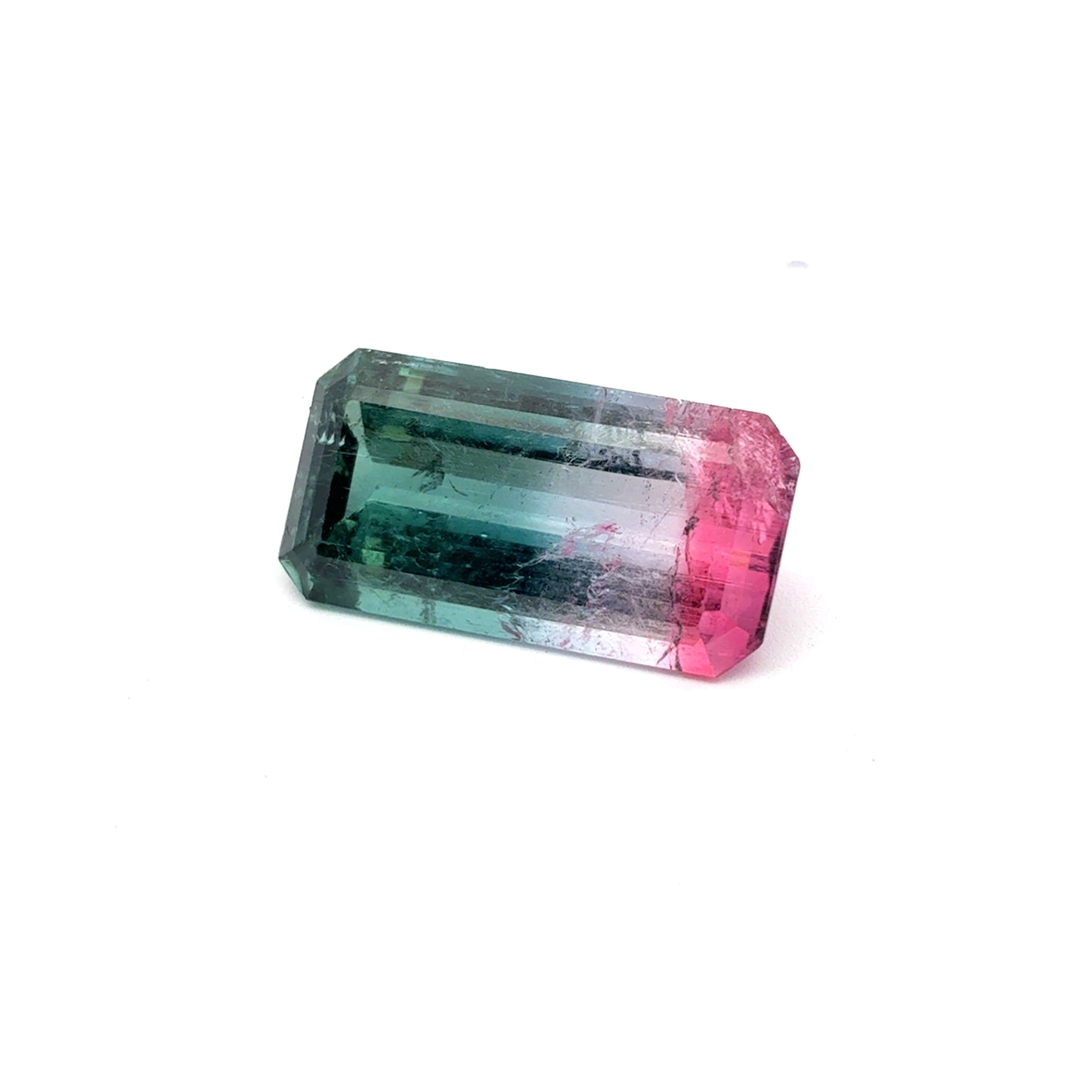 17 carat Watermelon Tourmaline 22.6x11.6mm Emerald Cut Tri Color Tourmaline