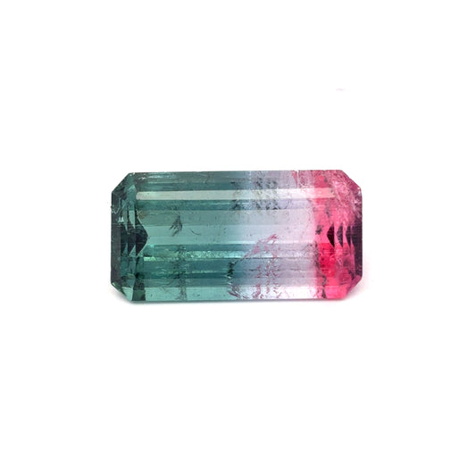 17 carat Watermelon Tourmaline 22.6x11.6mm Emerald Cut Tri Color Tourmaline