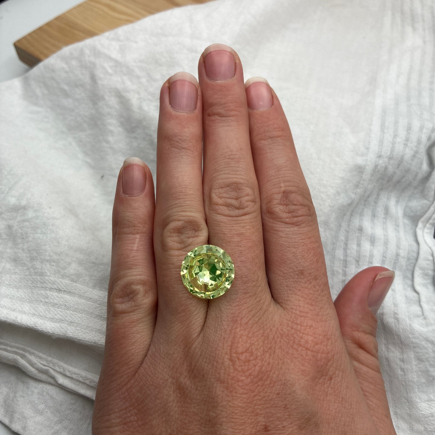 15mm Green Lab Spinel 10.67 carat Round Cut