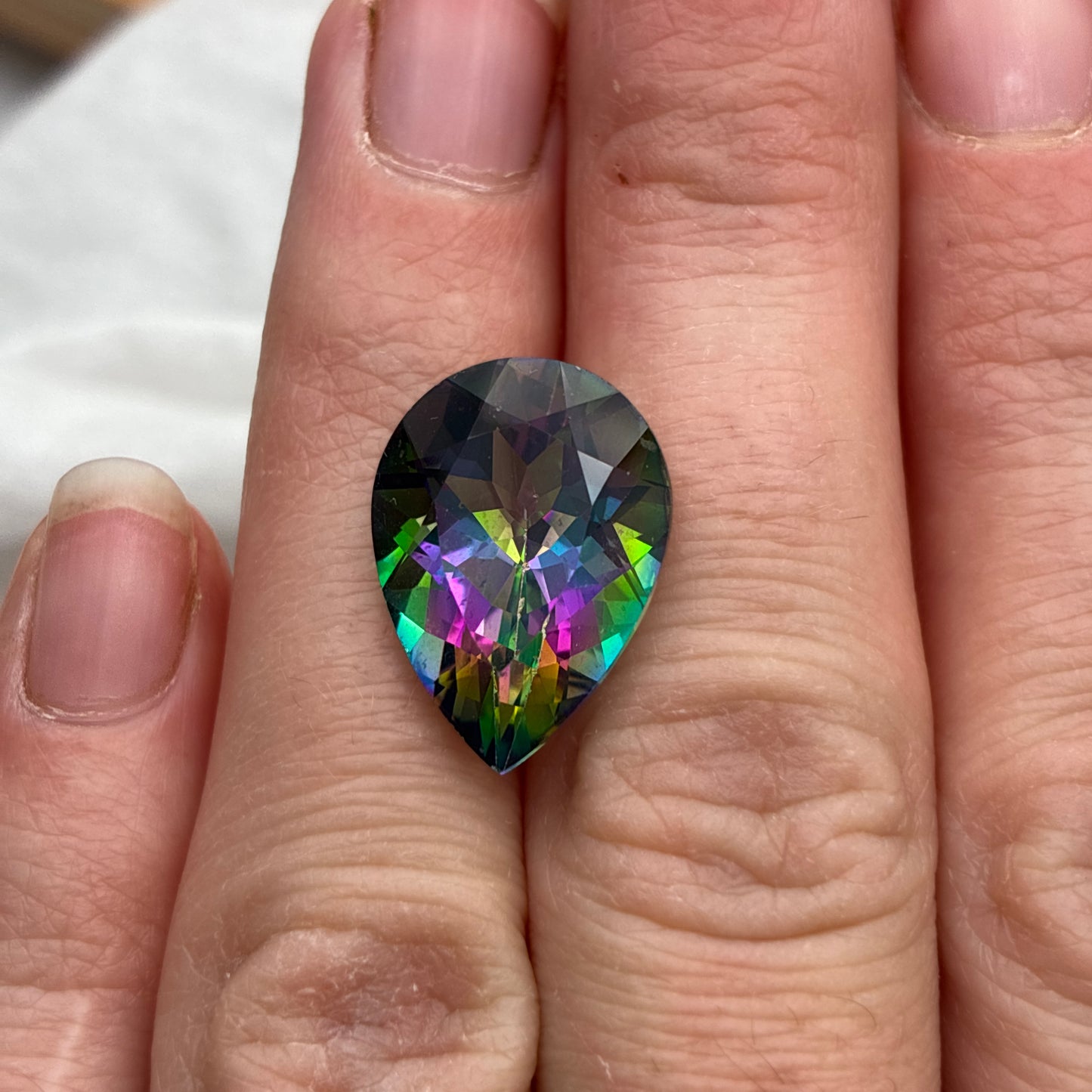 18x13mm Mystic Topaz 12.78 carat Pear Cut