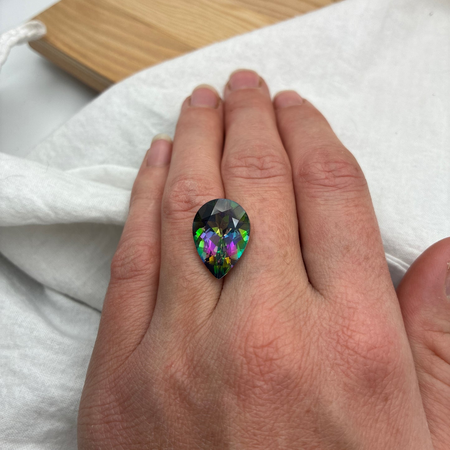 18x13mm Mystic Topaz 12.78 carat Pear Cut
