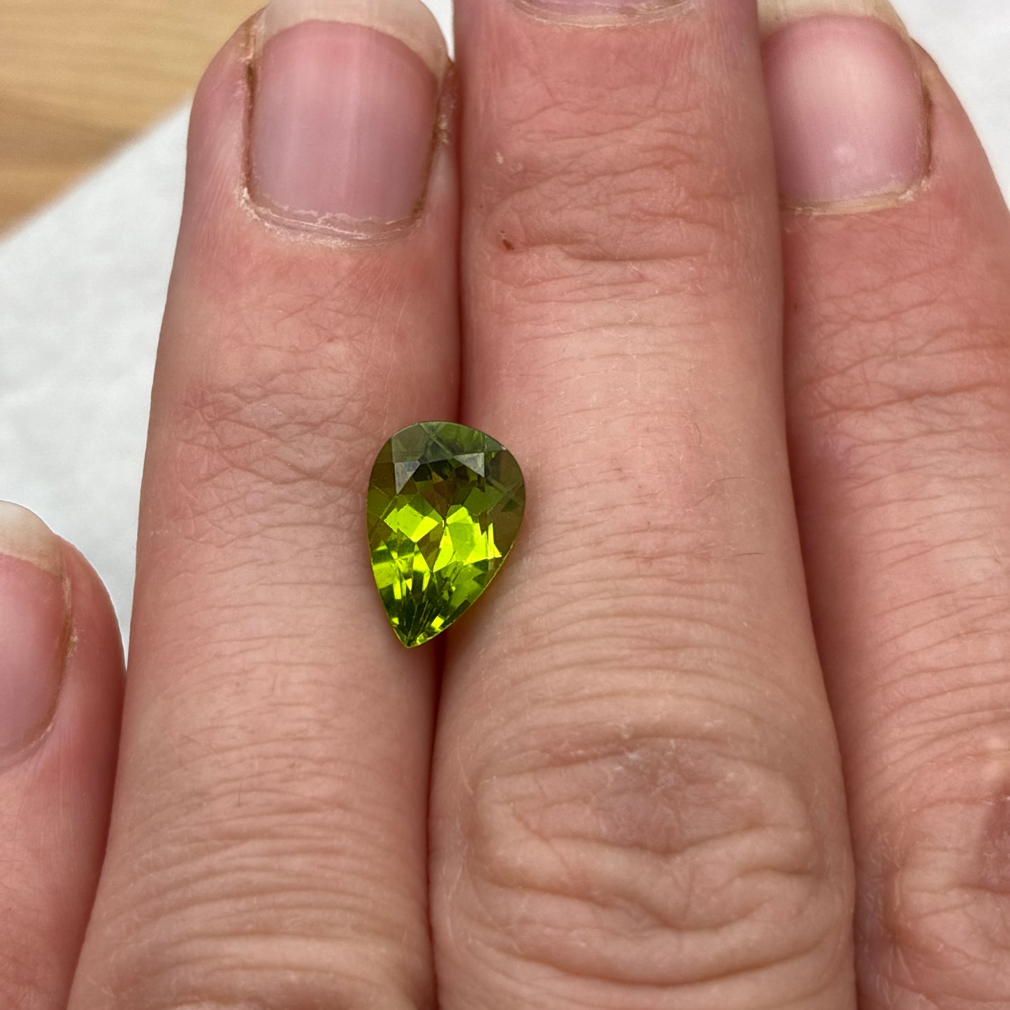 10x7mm Green Peridot 2 carat Pear Cut