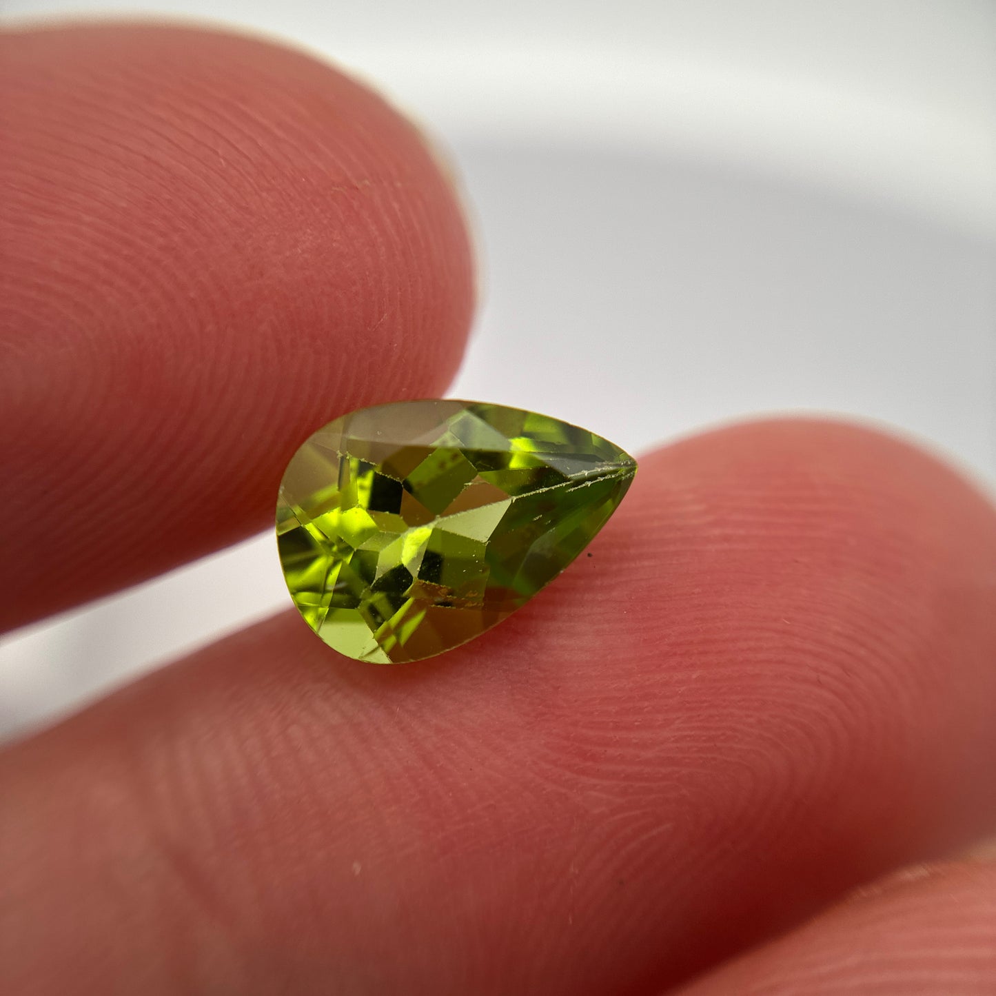 10x7mm Green Peridot 2 carat Pear Cut