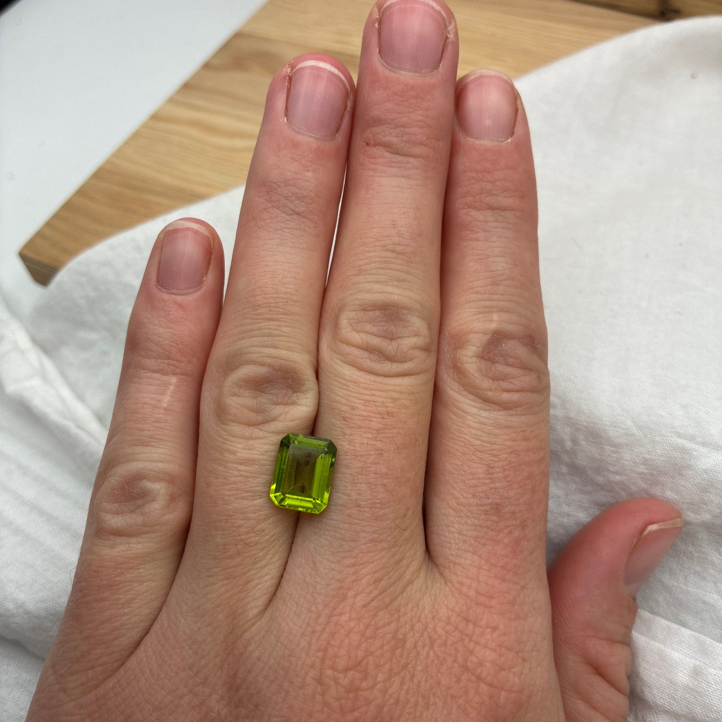 3 carat Green Peridot 10x8mm Emerald Cut