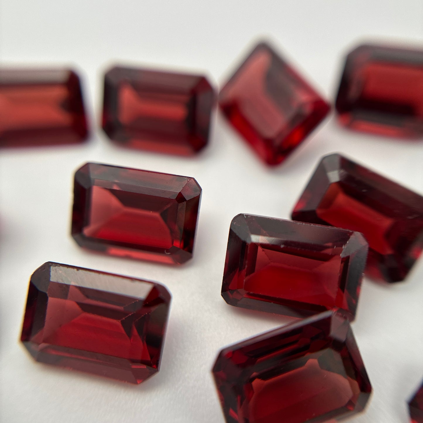 One 7x5mm Red Garnet Emerald Cut, Faceted Loose Gemstone