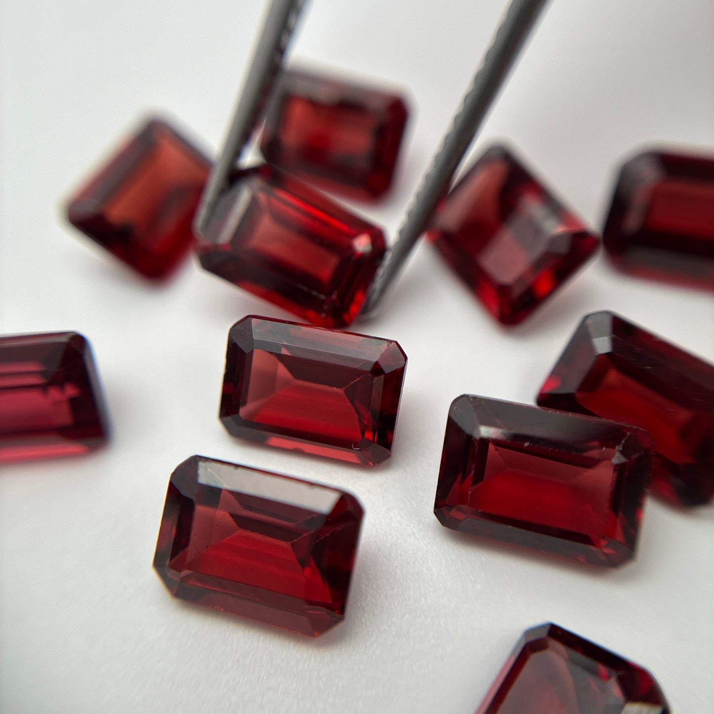 One 7x5mm Red Garnet Emerald Cut, Faceted Loose Gemstone