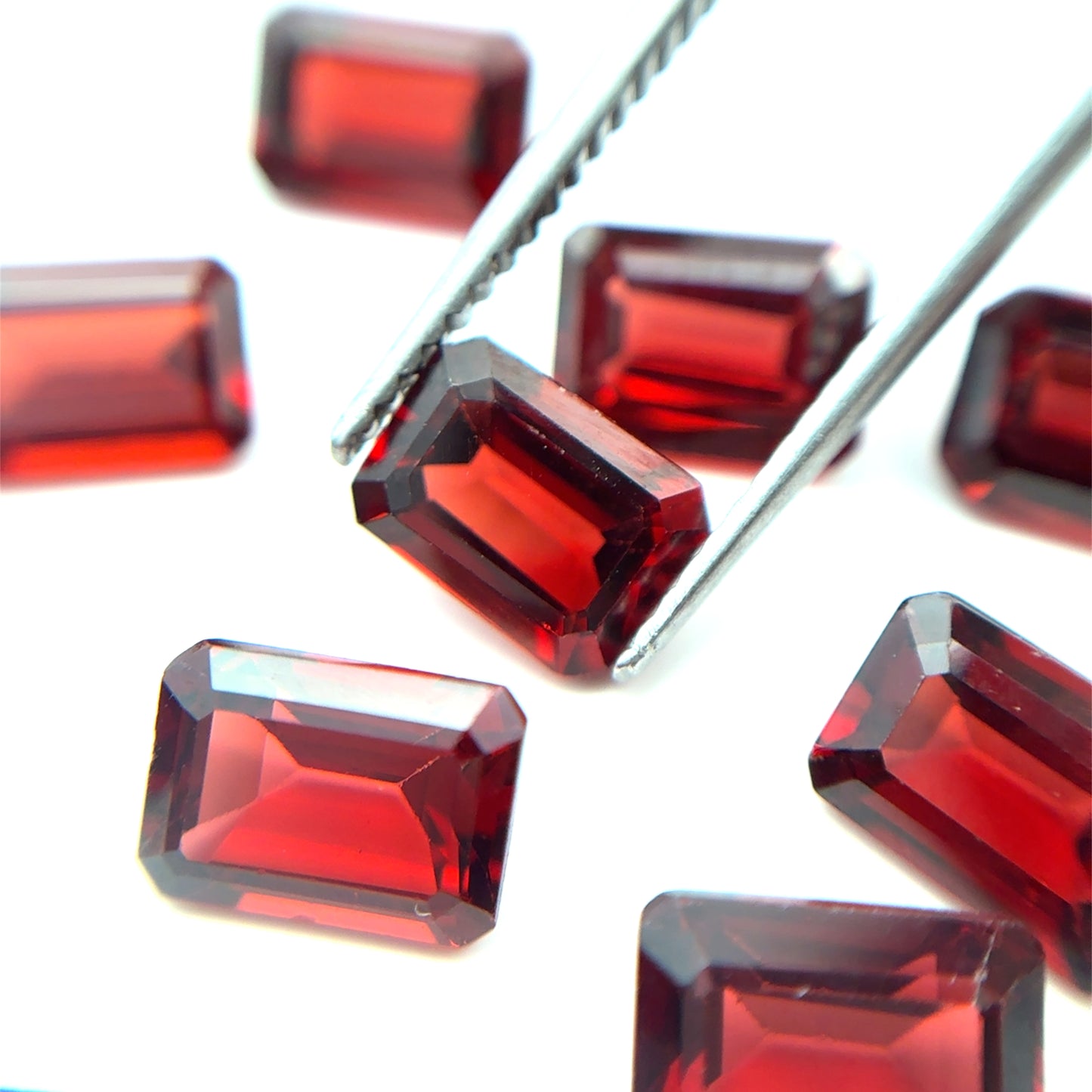 One 7x5mm Red Garnet Emerald Cut, Faceted Loose Gemstone