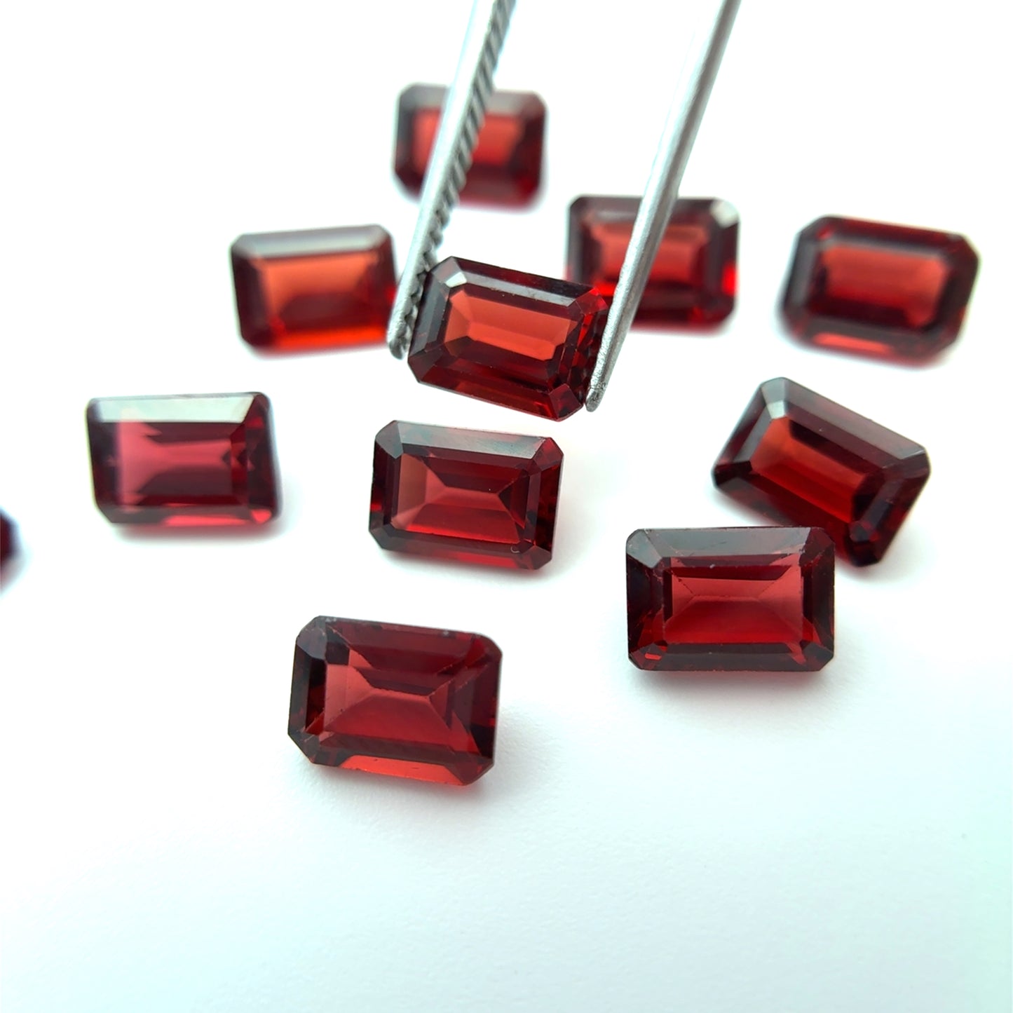 One 7x5mm Red Garnet Emerald Cut, Faceted Loose Gemstone