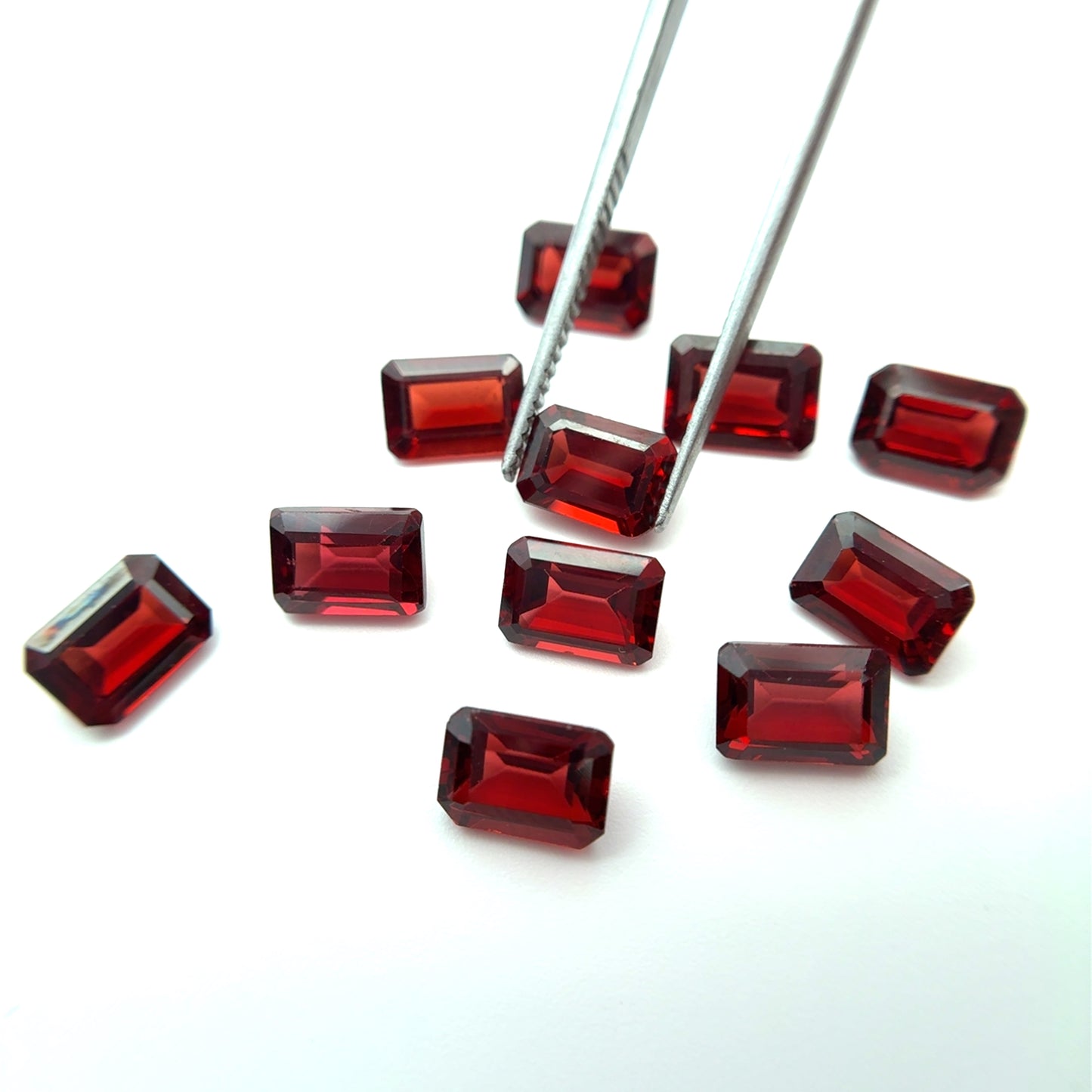 One 7x5mm Red Garnet Emerald Cut, Faceted Loose Gemstone