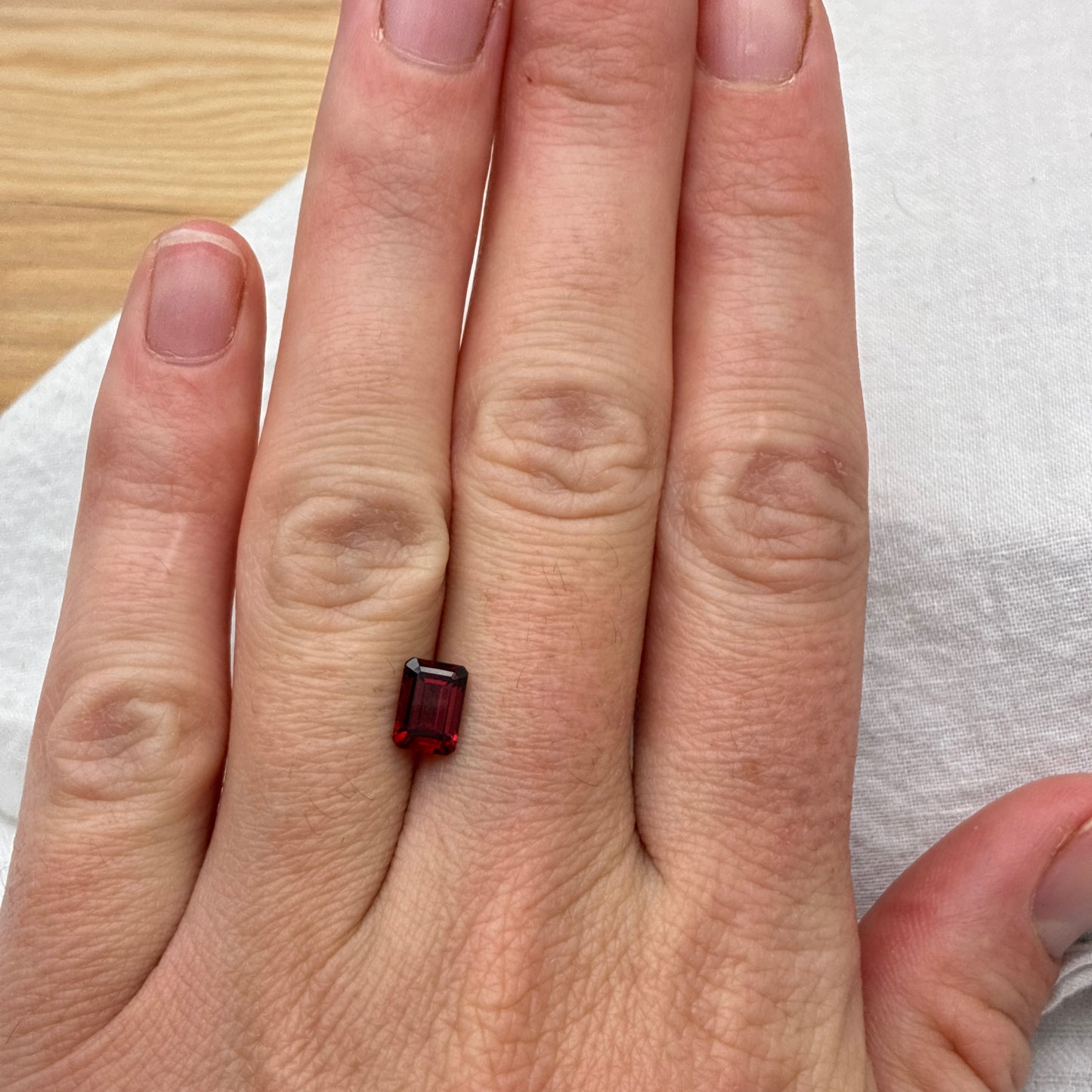 One 7x5mm Red Garnet Emerald Cut, Faceted Loose Gemstone