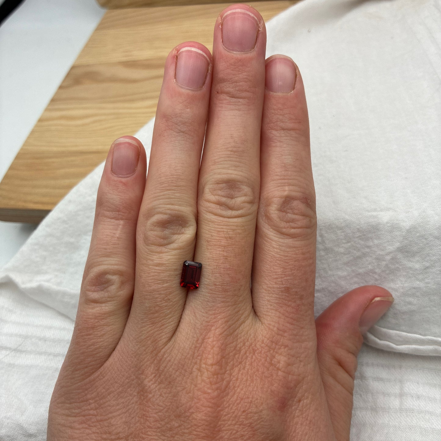 One 7x5mm Red Garnet Emerald Cut, Faceted Loose Gemstone