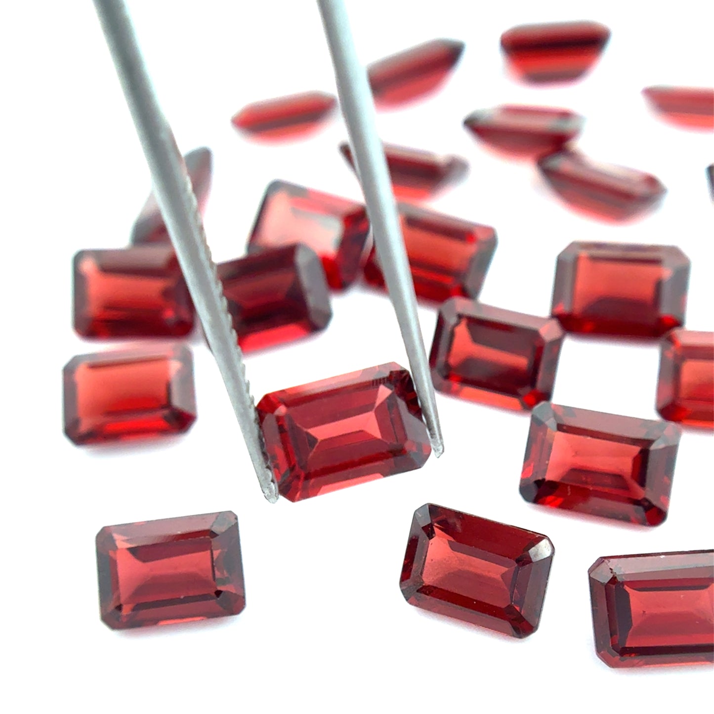One 7x5mm Red Garnet Emerald Cut, Faceted Loose Gemstone