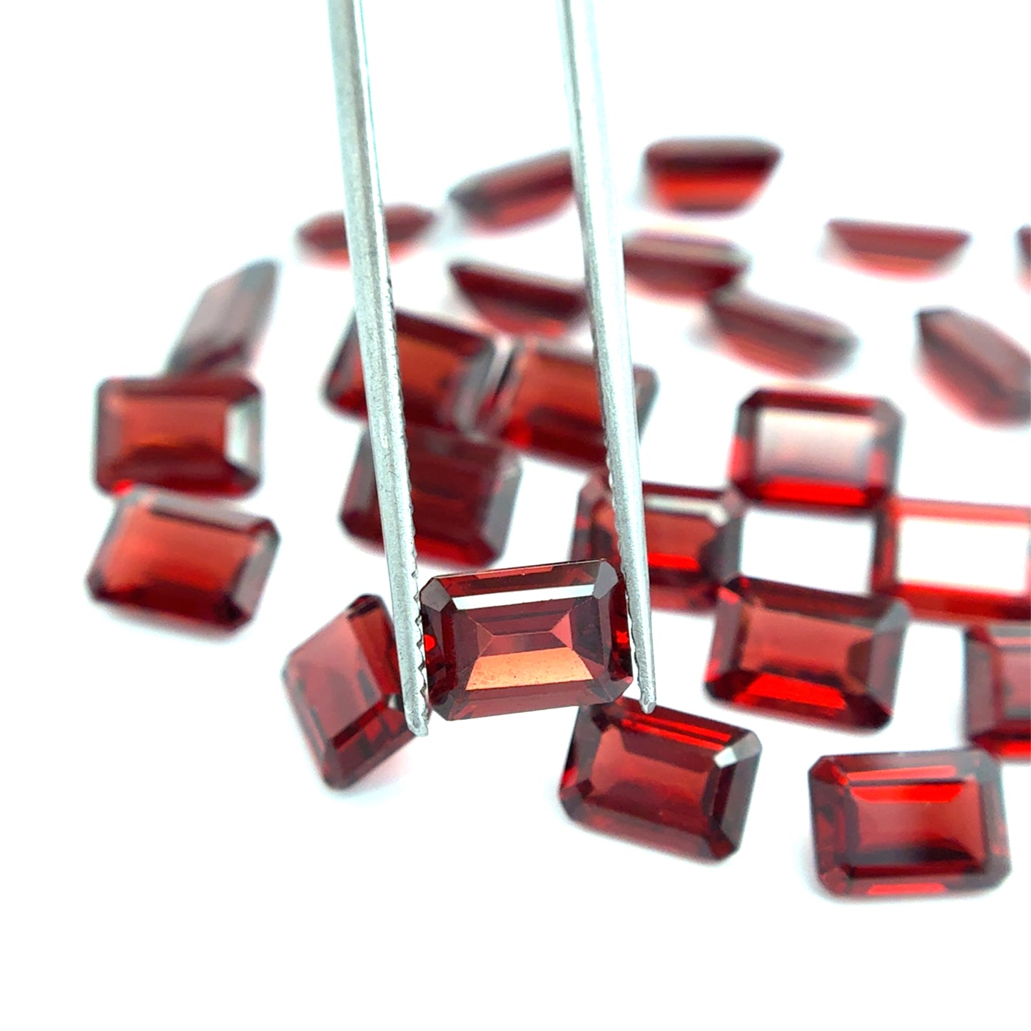 One 7x5mm Red Garnet Emerald Cut, Faceted Loose Gemstone