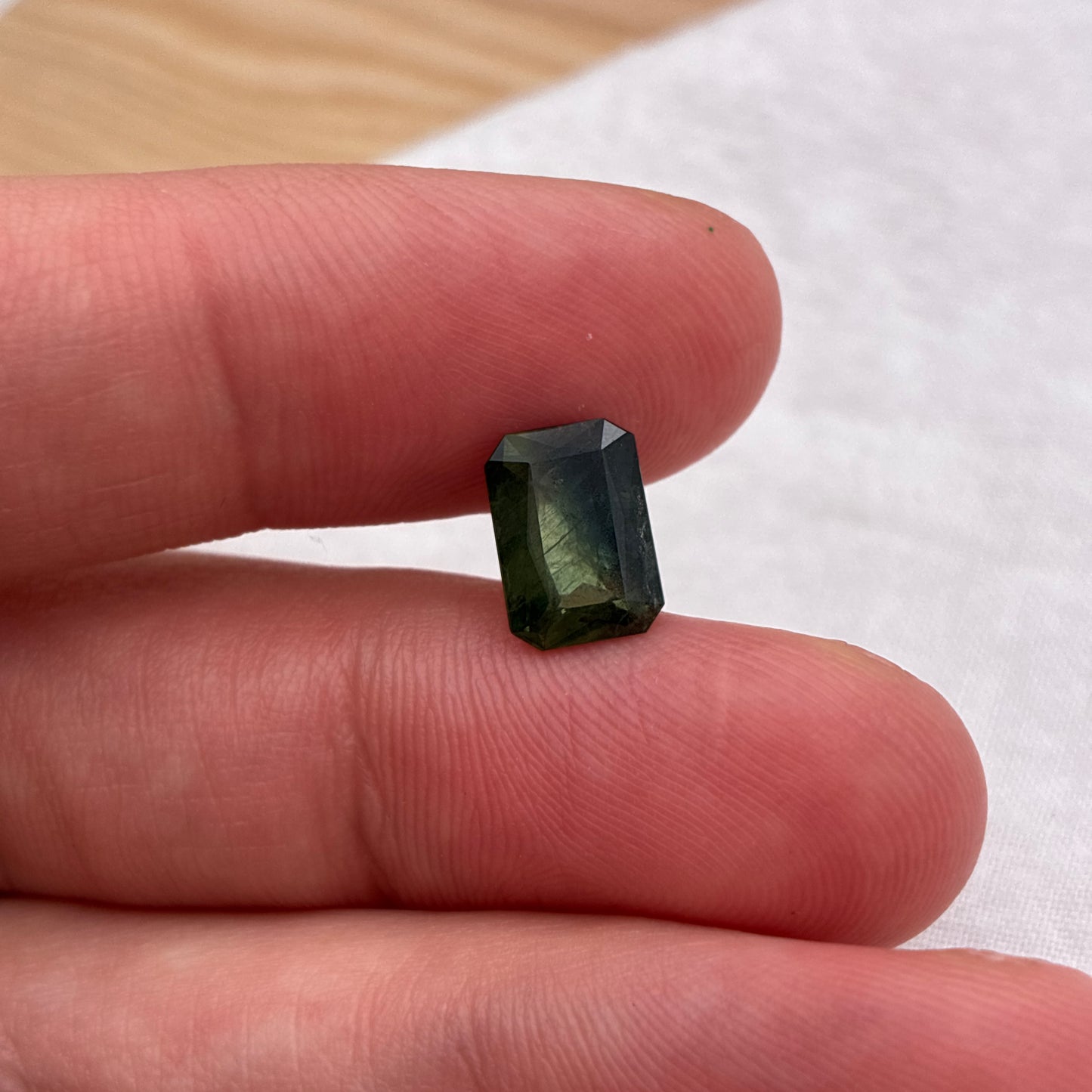 2 carat Sapphire 9.1x6.5mm Emerald Cut, BE Treated