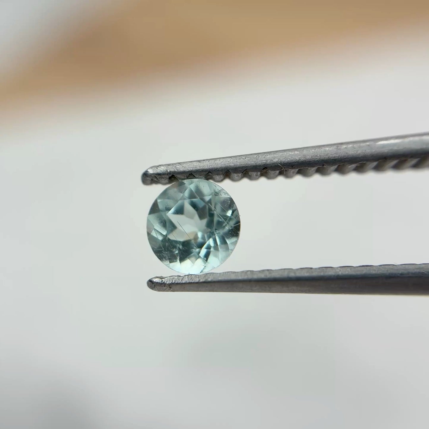 4mm Copper Bearing Tourmaline 0.27 carat Round Cut Light Blue Paraiba Type Tourmaline