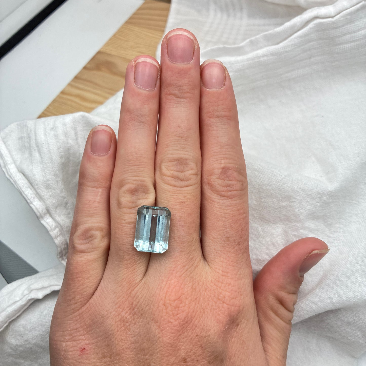 13 carat Light Blue Aquamarine 15.7x11.65mm Emerald Cut