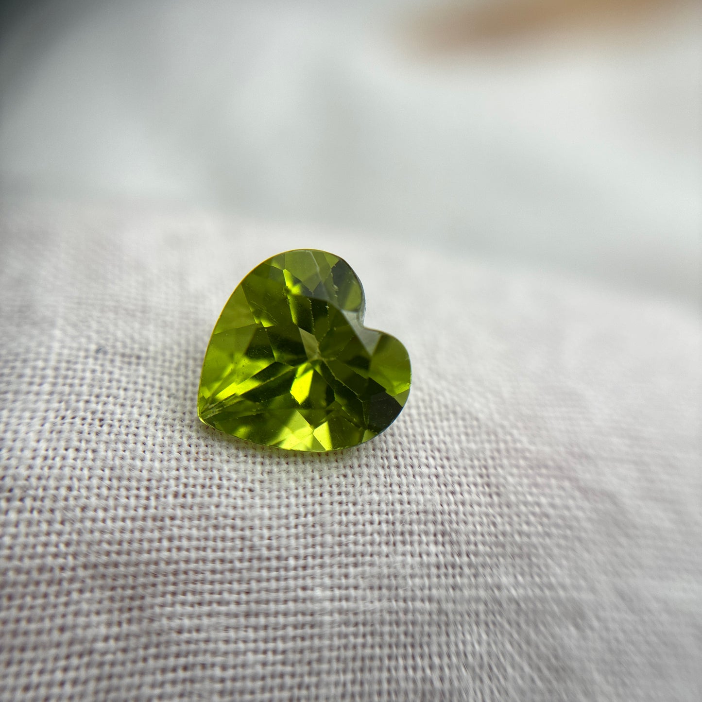 8mm Green Peridot 1.88 carat Heart Cut