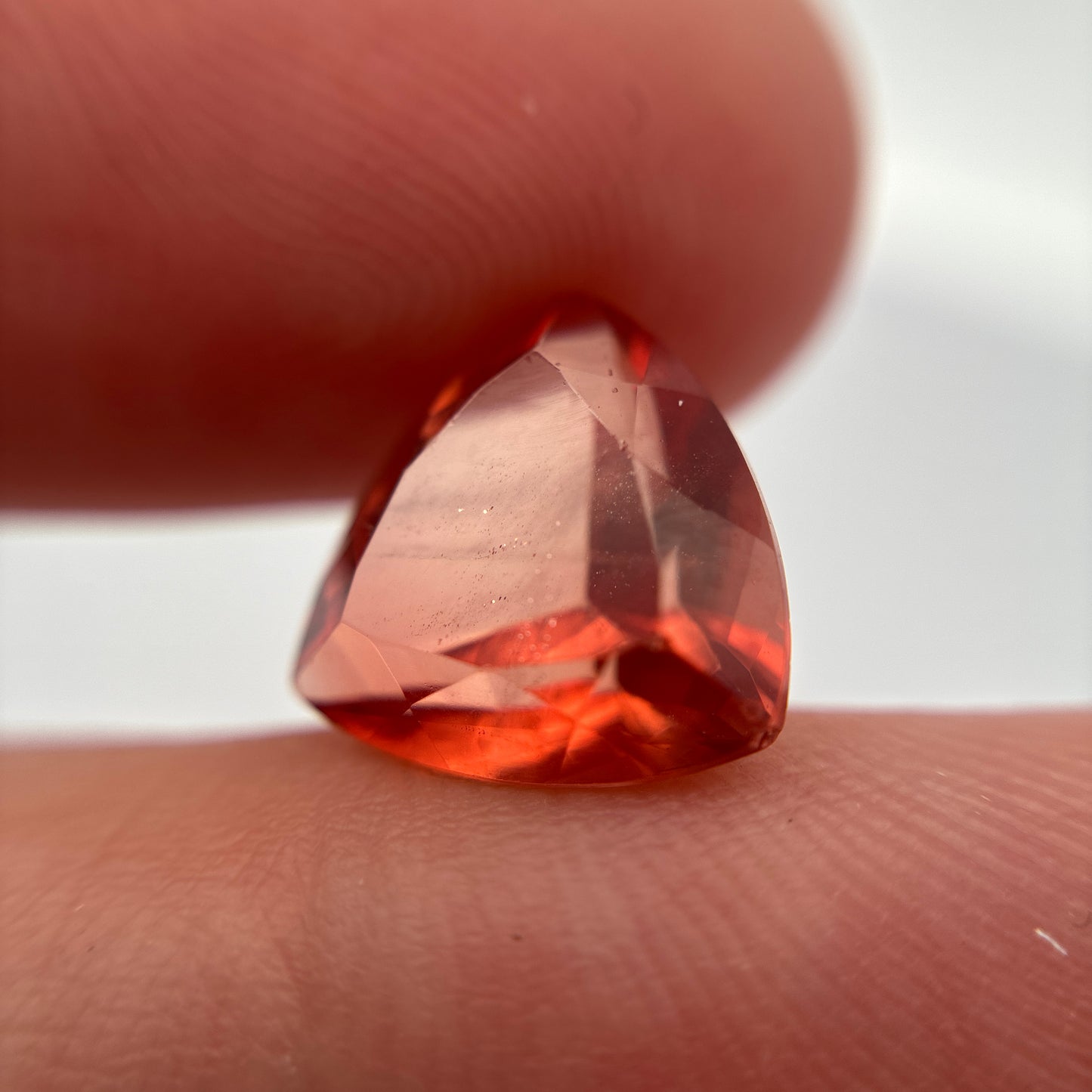3.87 carat Orange Oregon Sunstone 10.75mm Trillion Cut