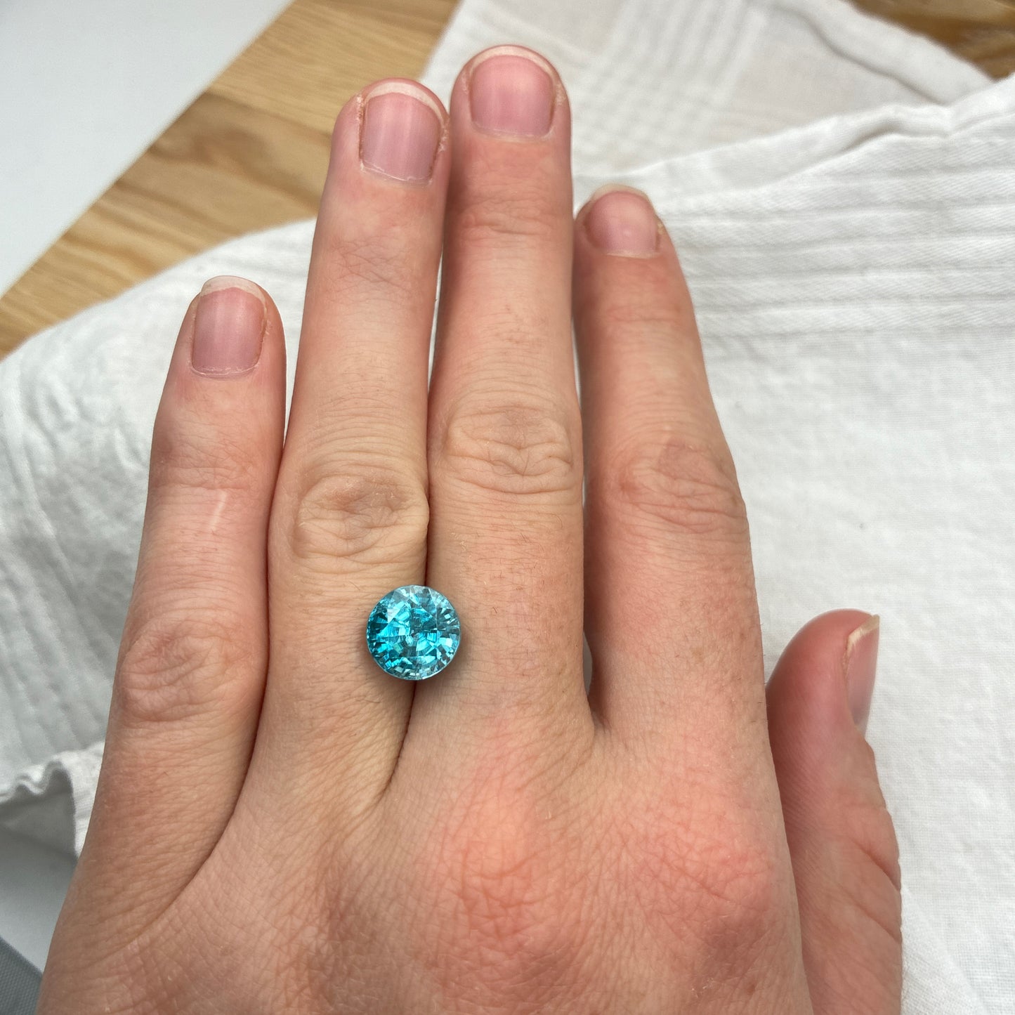 6 Carat Blue Zircon 9.25mm Round Cut