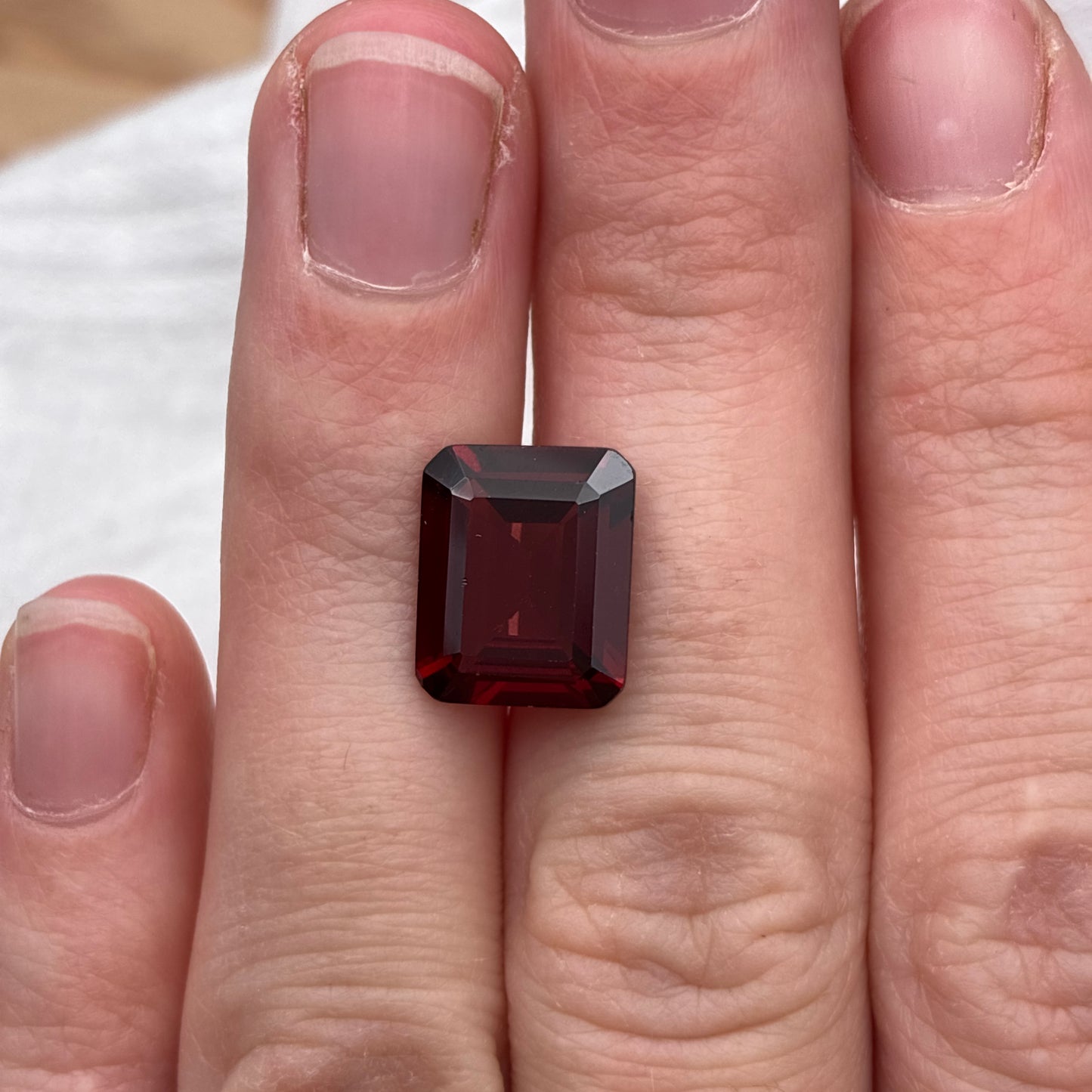 12x10mm Red Garnet 5.8 carat Emerald Cut
