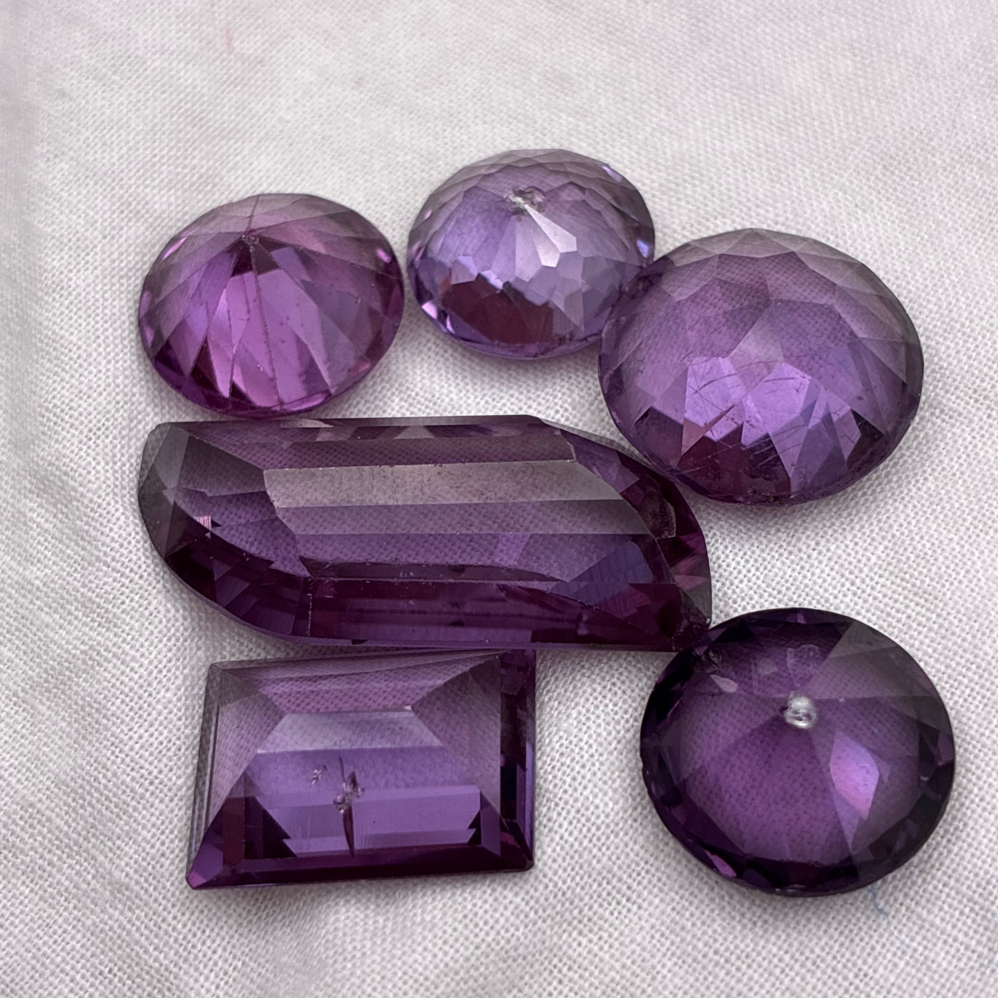 99 carat Lot of Worn Purple Color Change Lab Sapphires, Worn Discount Gemstones, Preformed Facet Rough