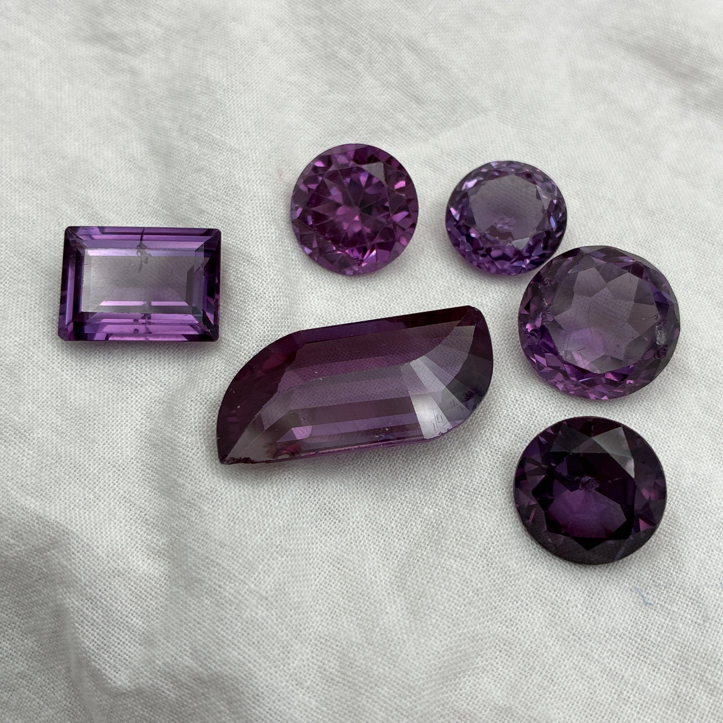99 carat Lot of Worn Purple Color Change Lab Sapphires, Worn Discount Gemstones, Preformed Facet Rough
