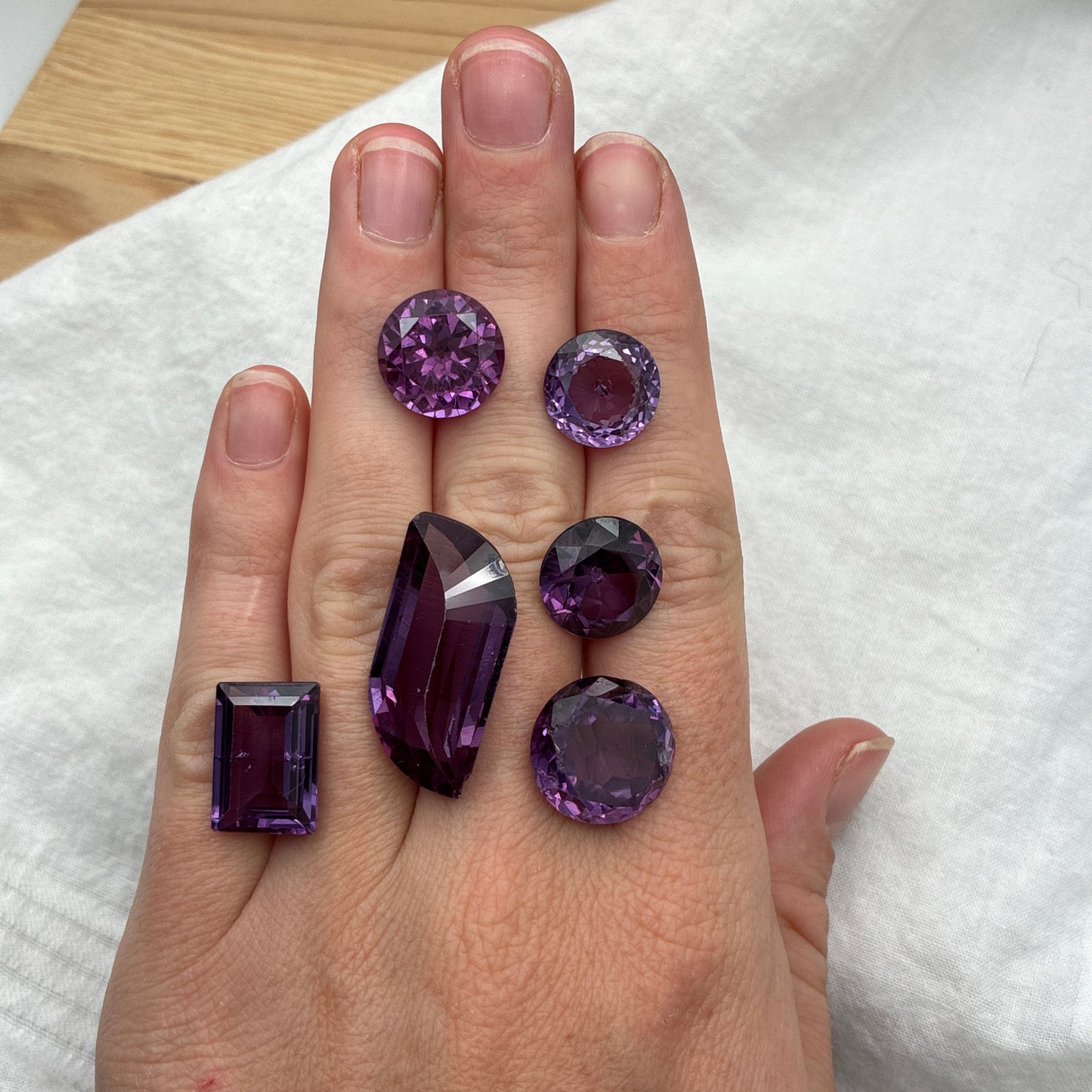 99 carat Lot of Worn Purple Color Change Lab Sapphires, Worn Discount Gemstones, Preformed Facet Rough
