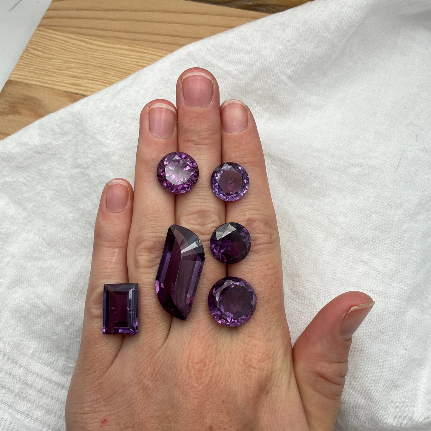 99 carat Lot of Worn Purple Color Change Lab Sapphires, Worn Discount Gemstones, Preformed Facet Rough