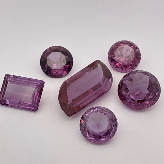 99 carat Lot of Worn Purple Color Change Lab Sapphires, Worn Discount Gemstones, Preformed Facet Rough