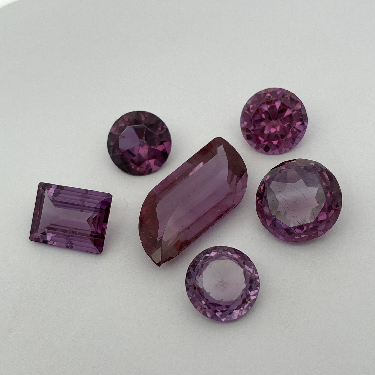 99 carat Lot of Worn Purple Color Change Lab Sapphires, Worn Discount Gemstones, Preformed Facet Rough